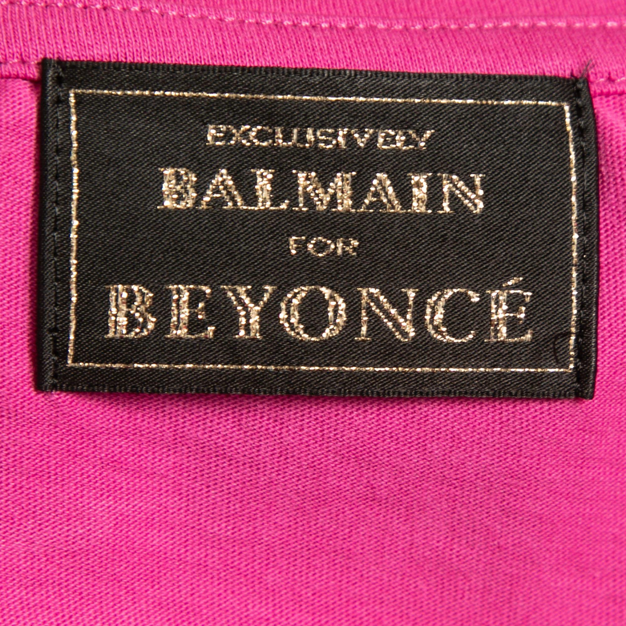 Women's Balmain X Beyonce Pink Cotton Logo T-Shirt S