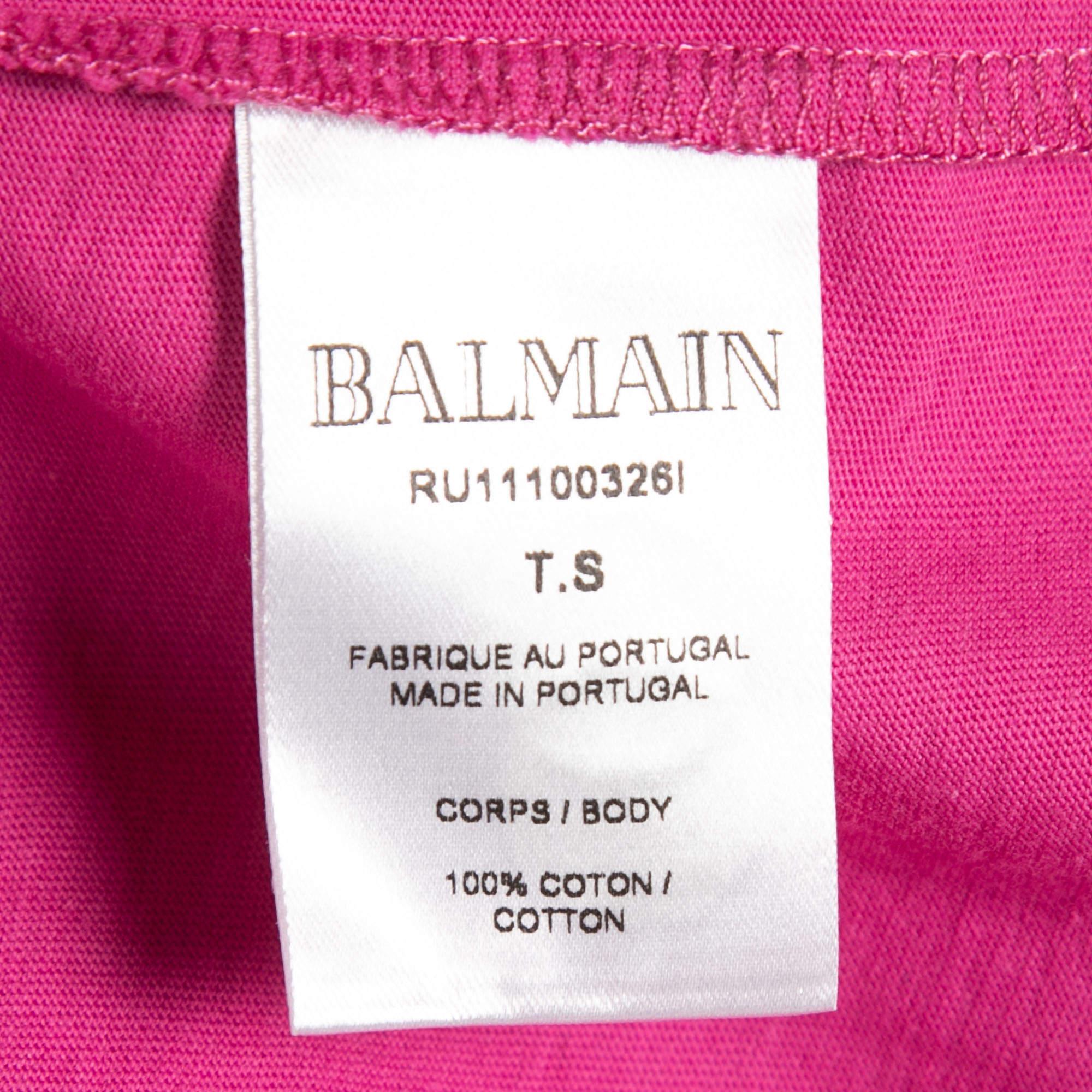 Balmain X Beyonce Pink Cotton Logo T-Shirt S 1