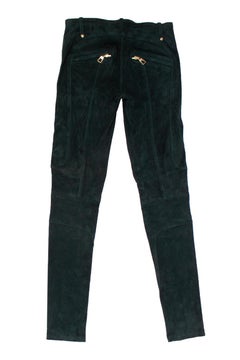 Balmain X H&M, Green suede biker trousers