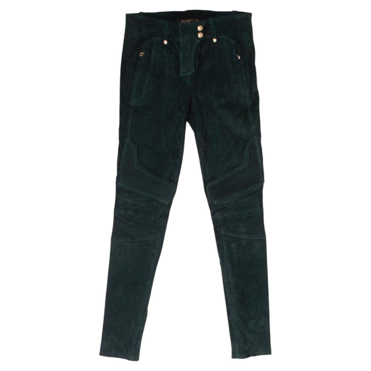 Balmain X H&M, Pantalon motard en daim vert