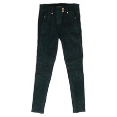 Balmain X H&M, Green suede biker trousers
