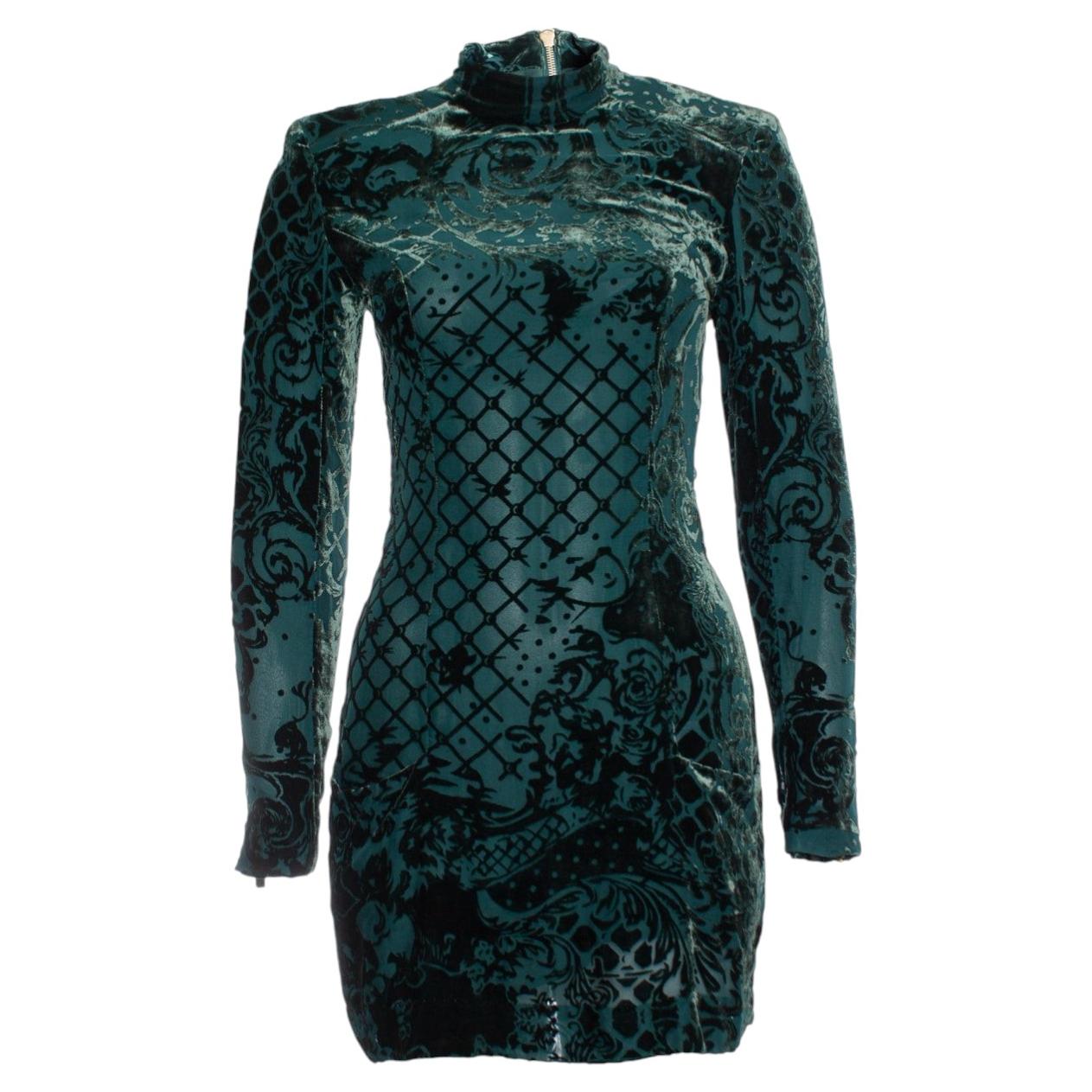 Balmain x H&M, green velvet dress