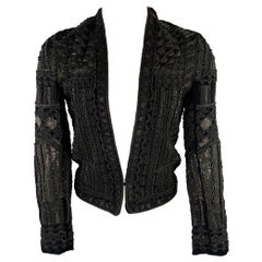 BALMAIN X H&M Size 36 Black Beaded Cotton Polyester Jacket