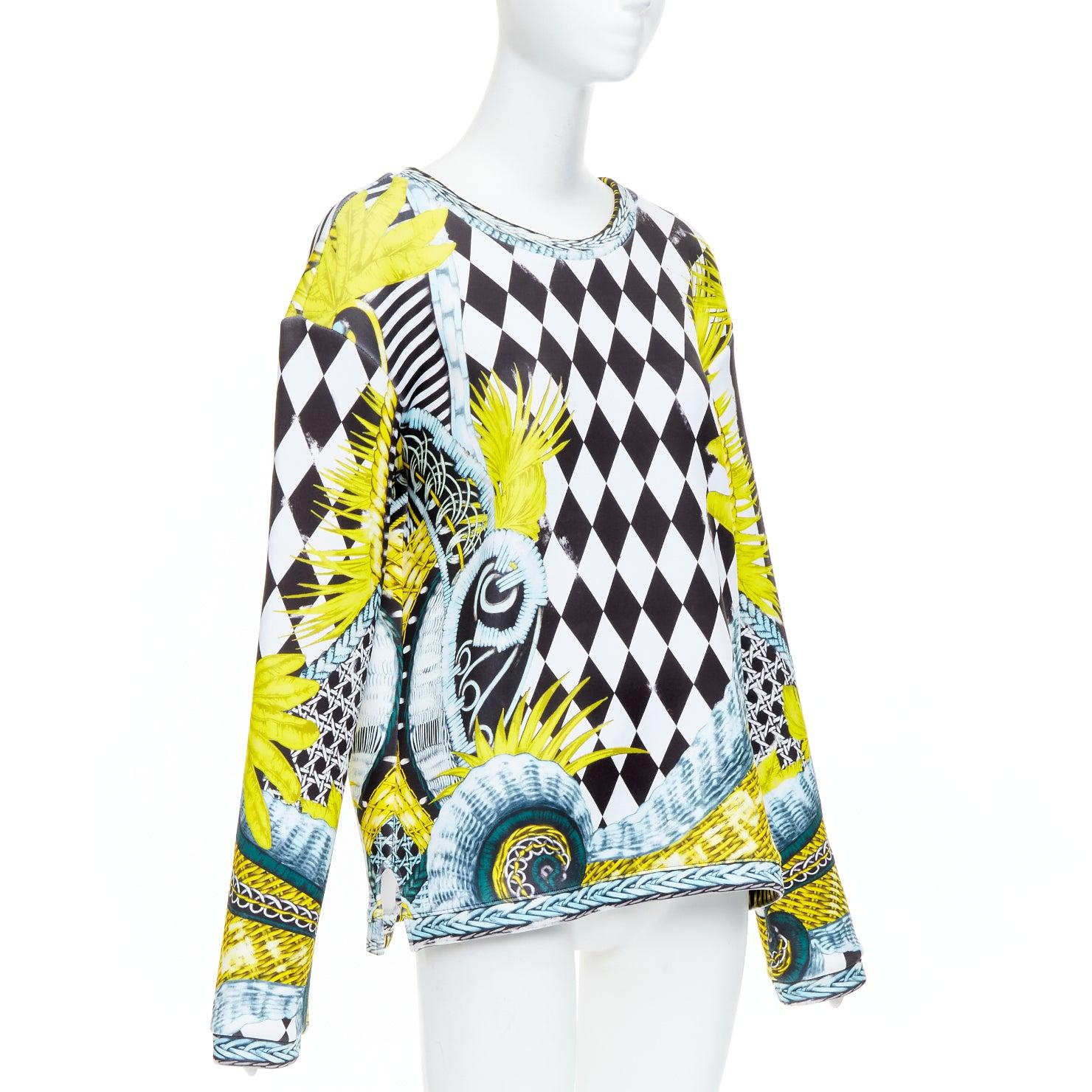 Vert A&Main pull-over en néoprène Barocco jaune bleu à carreaux FR38 M en vente
