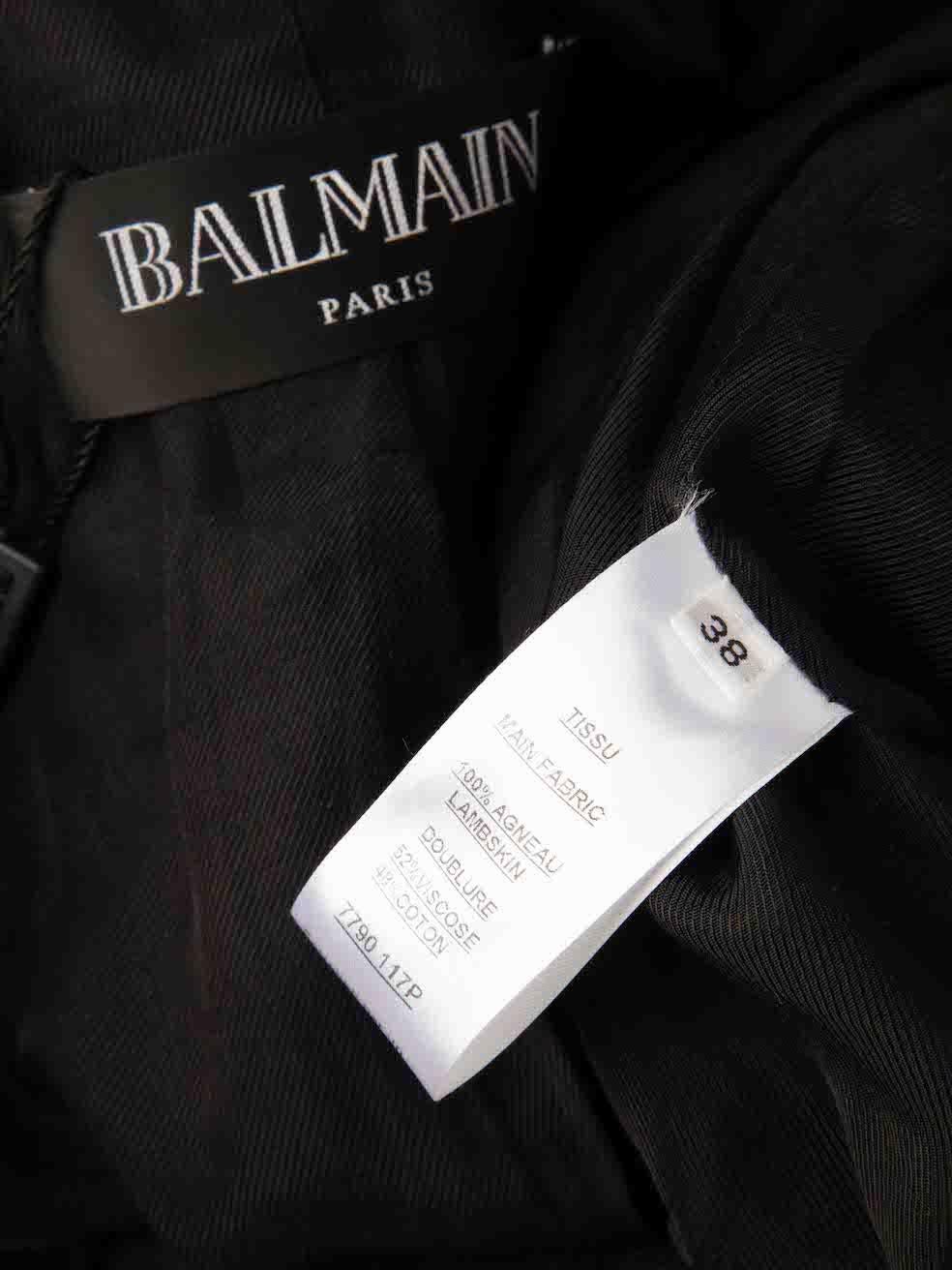 Balmain Yellow Leather Biker Jacket Size M in vendita 5