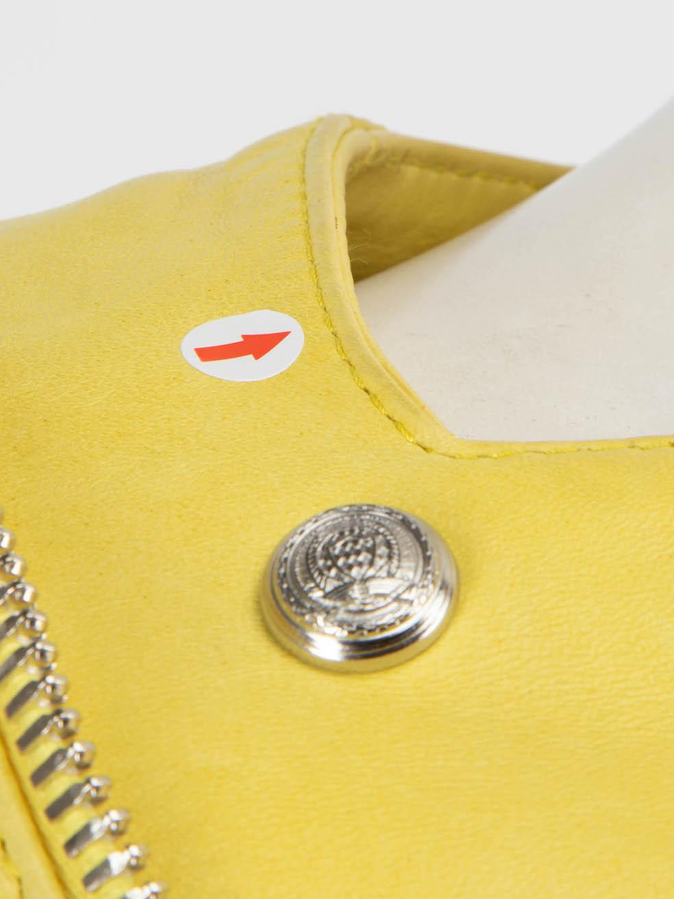 Balmain Yellow Leather Biker Jacket Size M In condizioni buone in vendita a London, GB