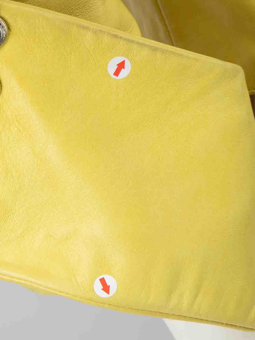 Balmain Yellow Leather Biker Jacket Size M in vendita 2