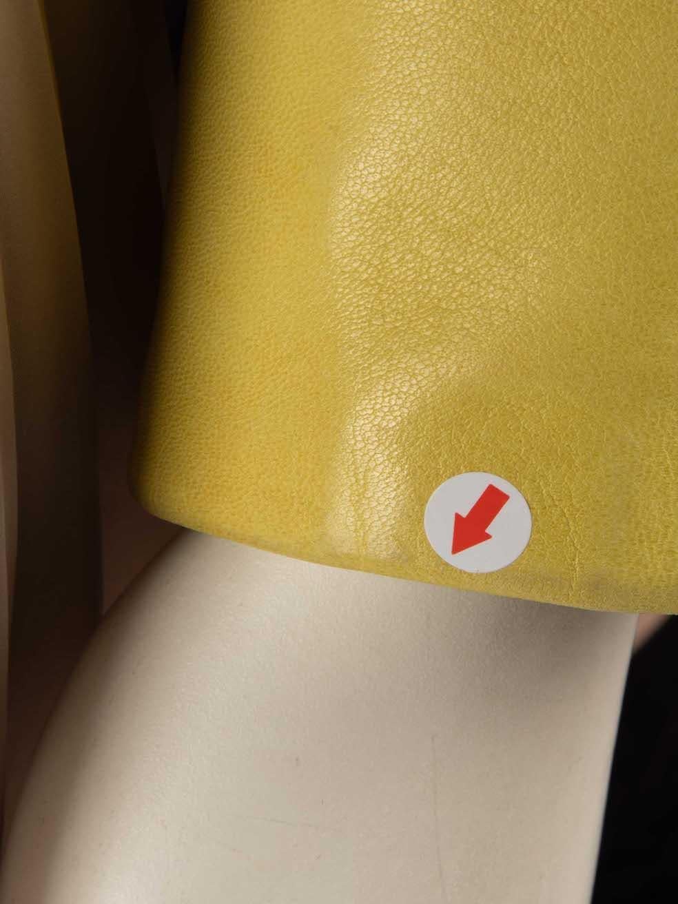 Balmain Yellow Leather Biker Jacket Size M in vendita 3