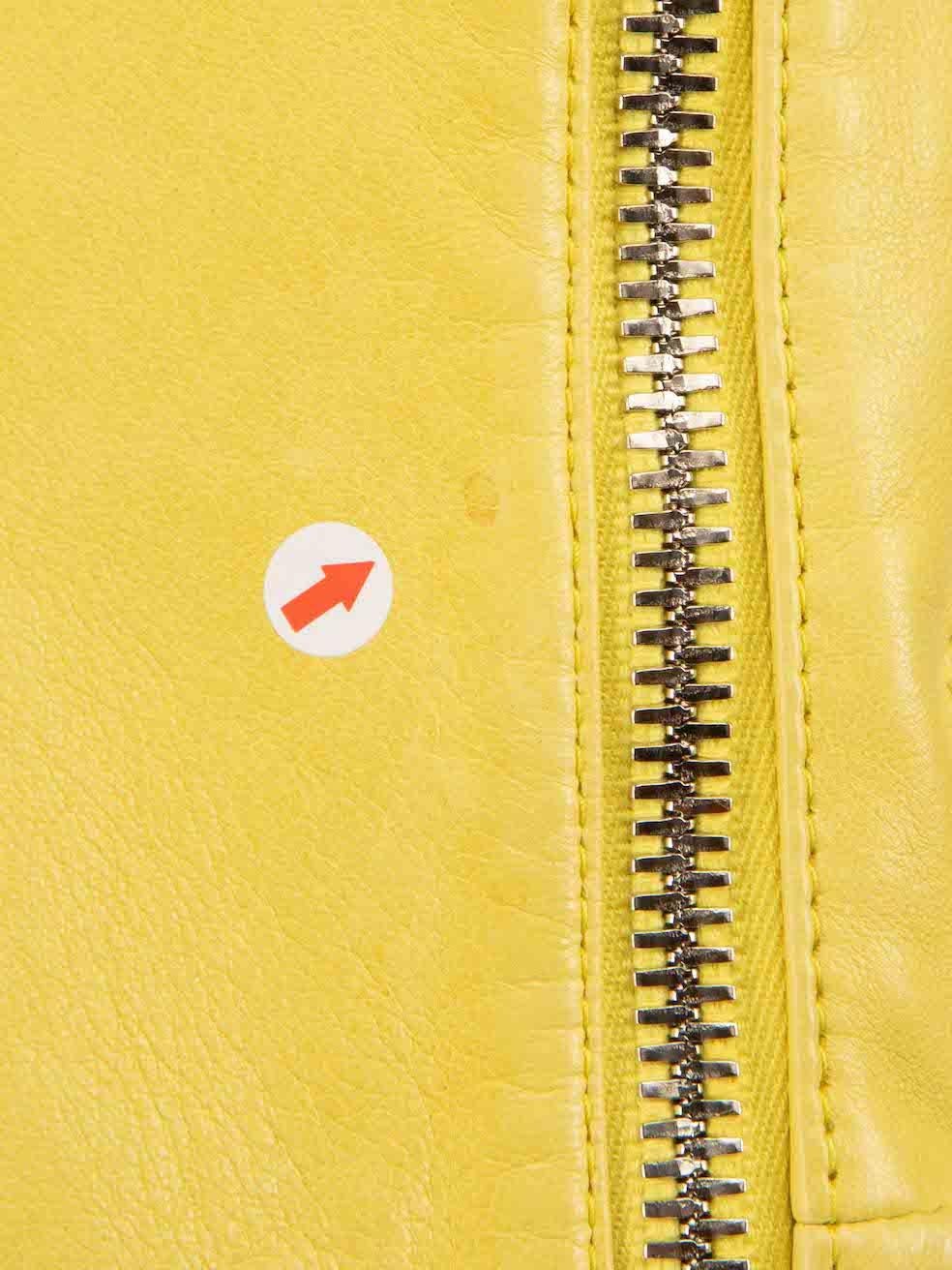 Balmain Yellow Leather Biker Jacket Size M in vendita 4