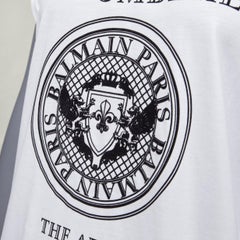 BALMAIN You Are Outnumbered Army velvet print white tshirt FR36 XS