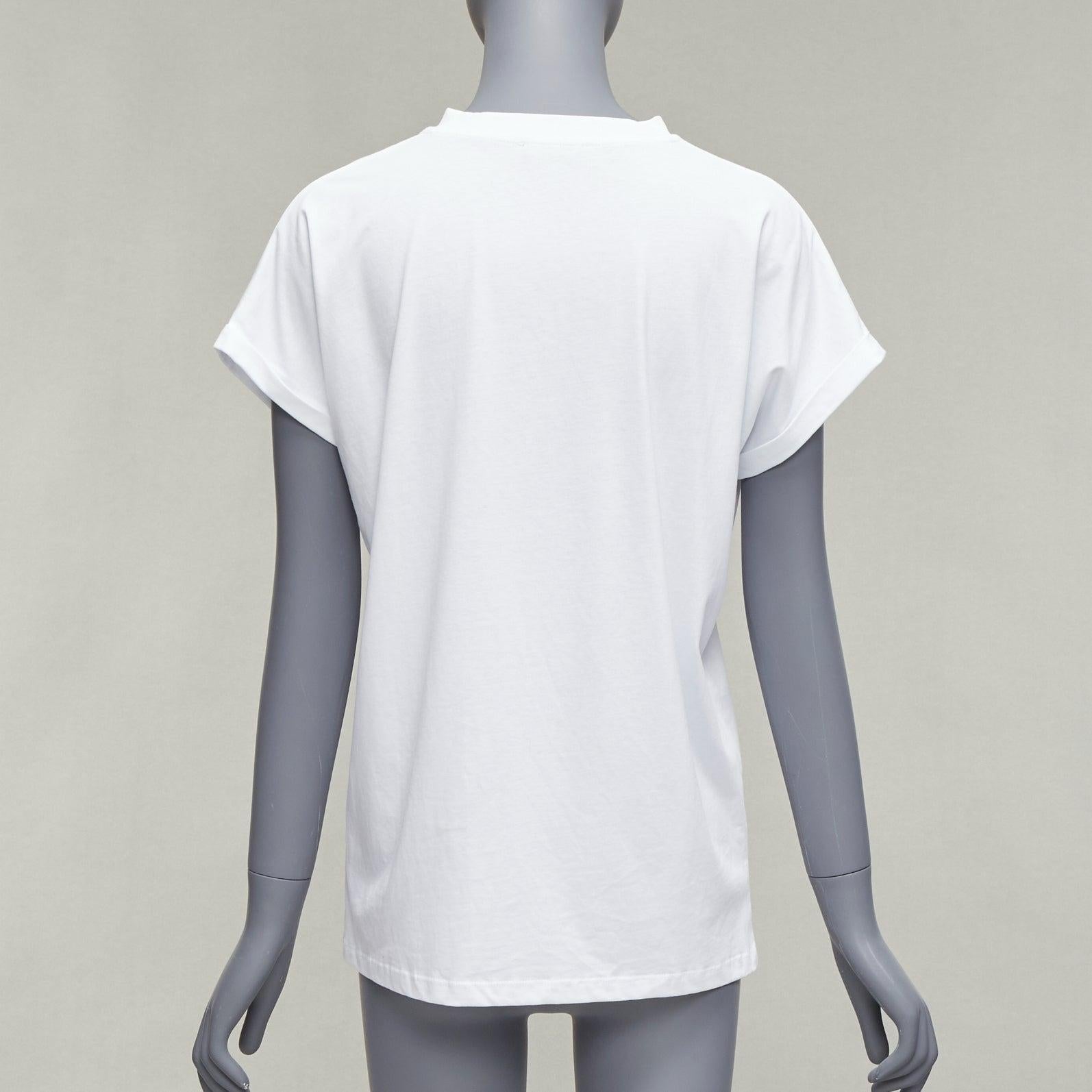 BALMAIN You Are Outnumbered Army - T-shirt blanc imprimé velours FR36 XS Pour femmes en vente