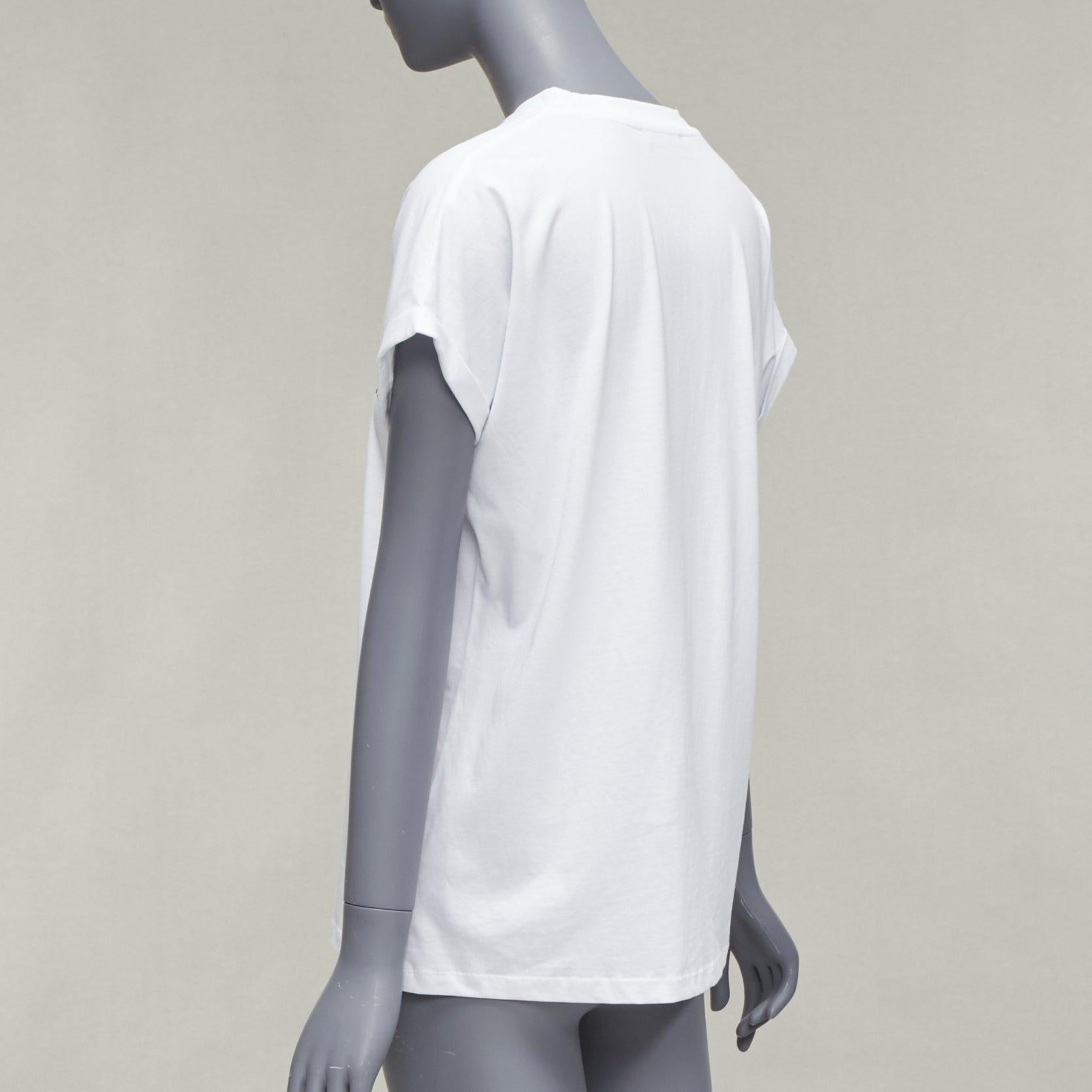 BALMAIN You Are Outnumbered Army - T-shirt blanc imprimé velours FR36 XS en vente 1