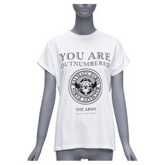 BALMAIN You Are Outnumbered Army velvet print white tshirt FR36 XS