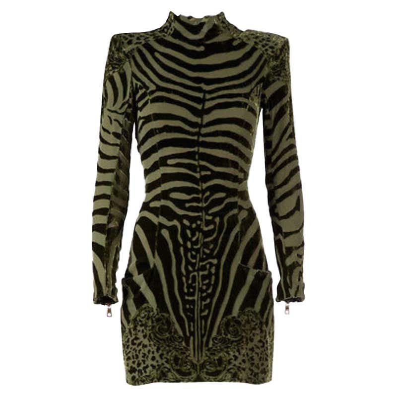 Balmain Zebra Velvet Devore Dress at 1stDibs | black zebra devore dress ...