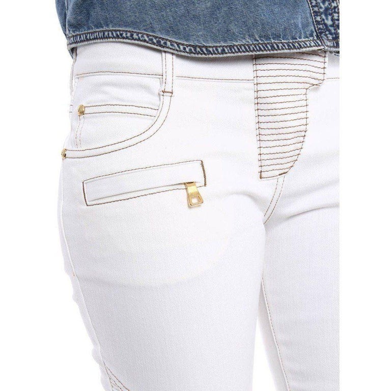 NEW Balmain Zip Gold White Skinny Bike Jeans US 2 For Sale ... Check out our balmain jeans selection for the very best in unique or custom, handmade pieces from our jeans shops.