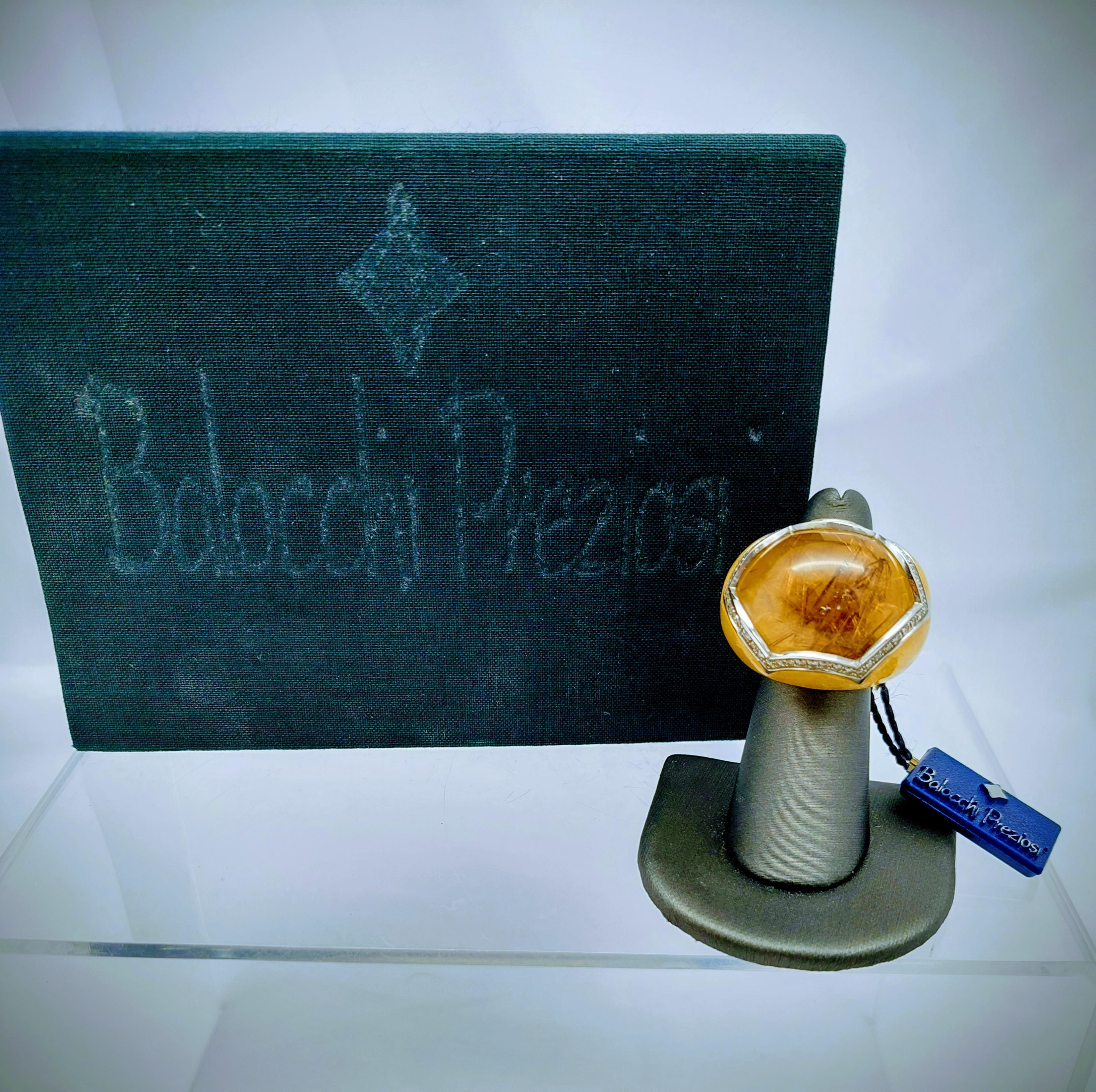 Balocchi Preiosi Aragonite & Rutilated Quartz with Diamond 18KT Ring in vendita 8