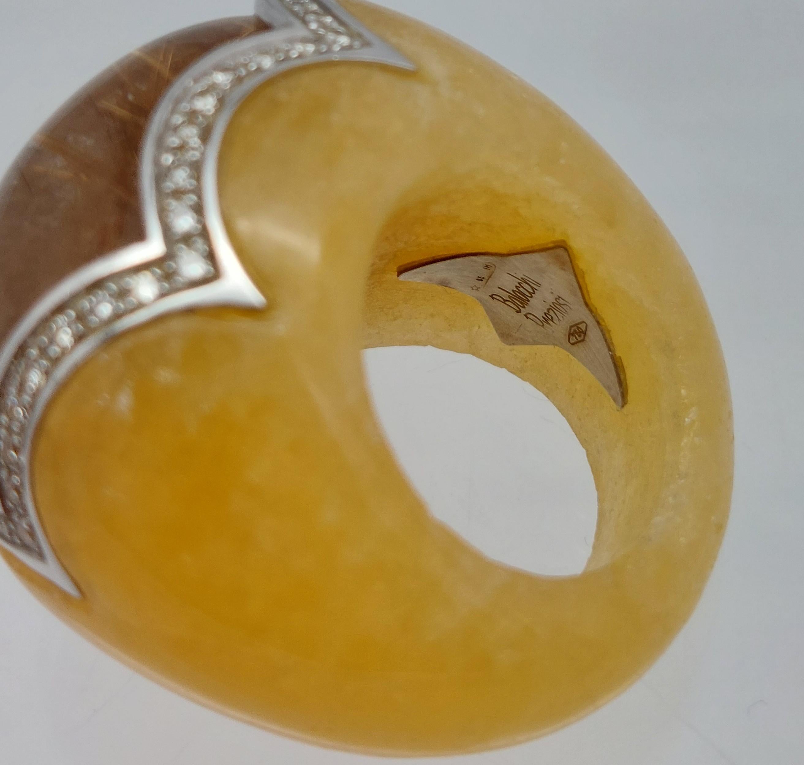 Balocchi Preiosi Aragonite & Rutilated Quartz with Diamond 18KT Ring in vendita 2