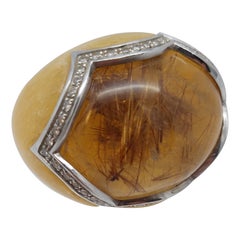 Balocchi Preiosi Aragonite & Rutilated Quartz with Diamond 18KT Ring