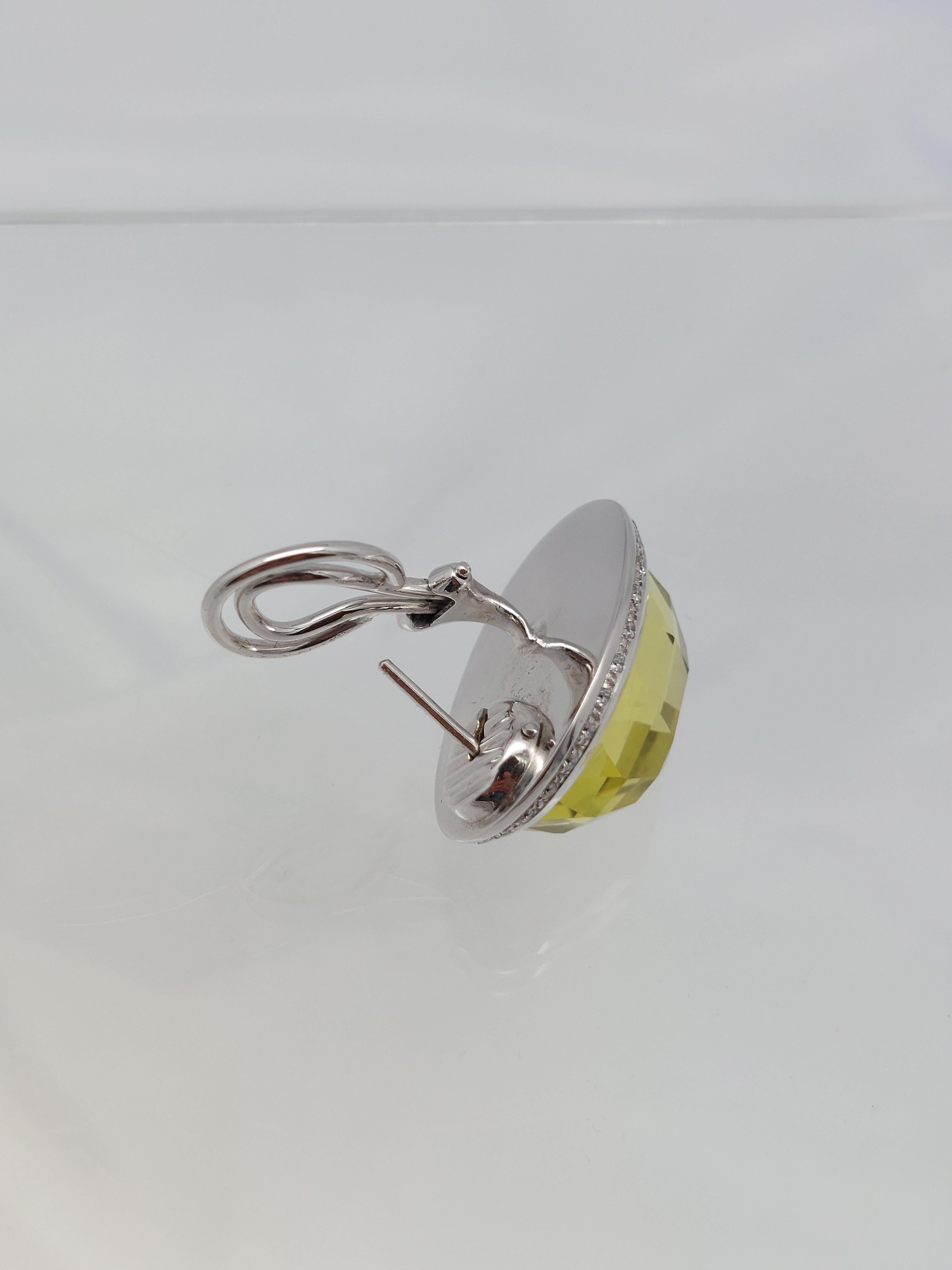 Balocchi Preziosi  Orecchini con quarzo limone e diamanti in 18KT in vendita 7