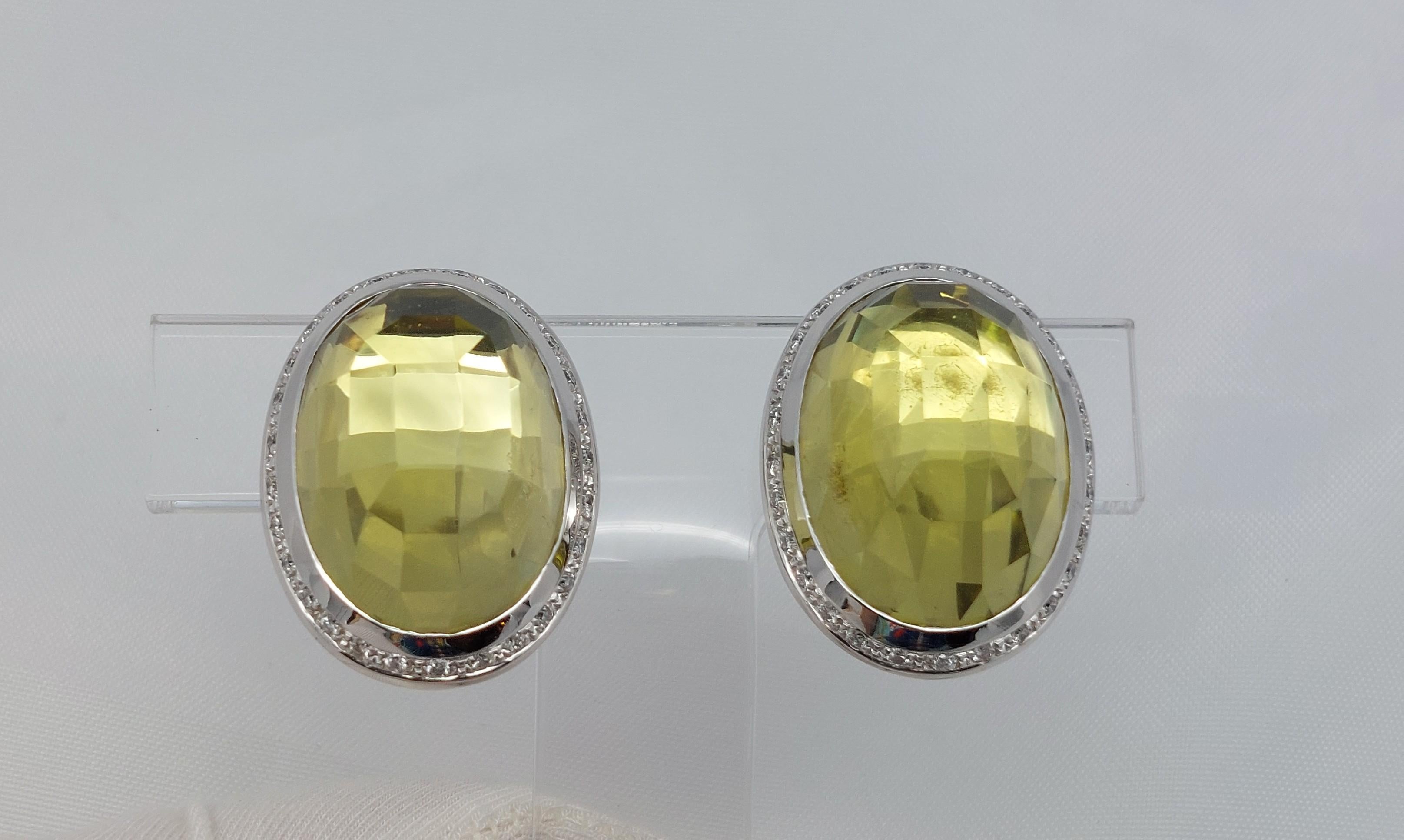 Artigiano Balocchi Preziosi  Orecchini con quarzo limone e diamanti in 18KT in vendita
