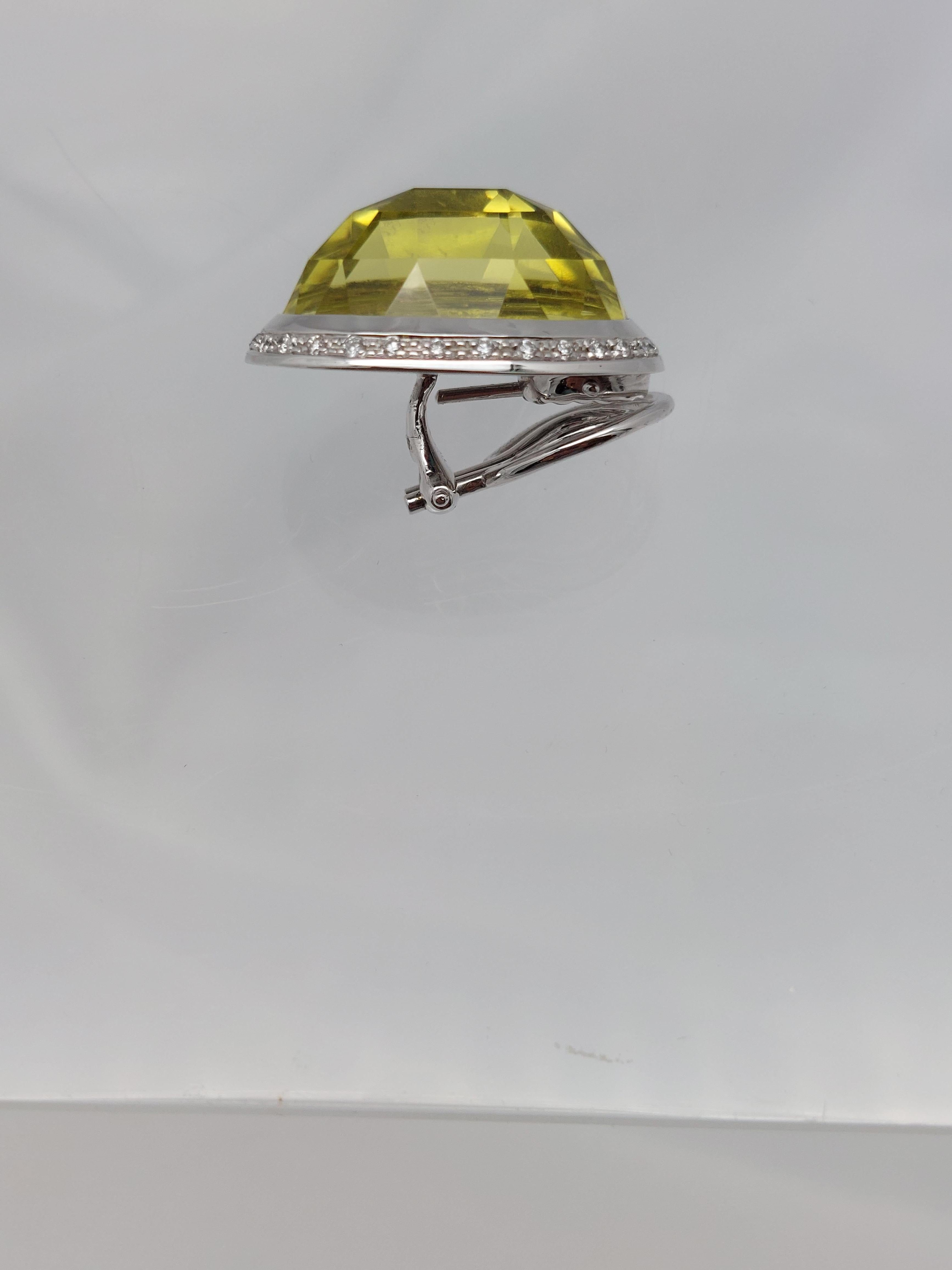 da uomo o donna Balocchi Preziosi  Orecchini con quarzo limone e diamanti in 18KT in vendita