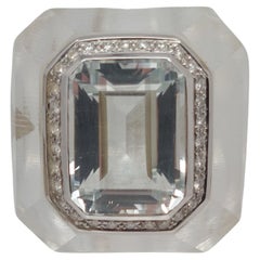 Balocchi Preziosi Anello LG in Topazio, Diamante e Cristallo di Quarzo 18KT