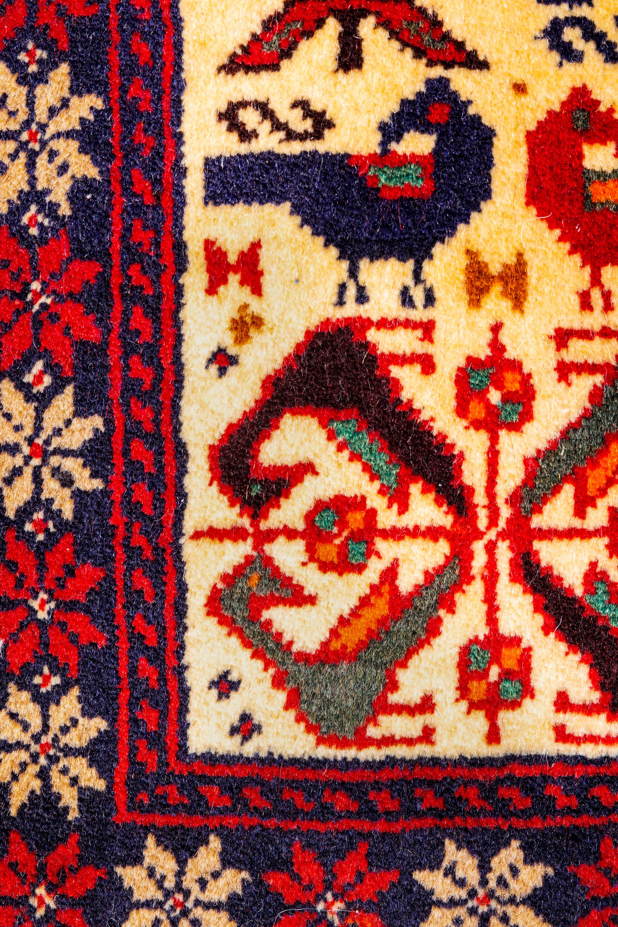 Perse Authentique tapis de couloir persan rouge/ivoire 2' 3
