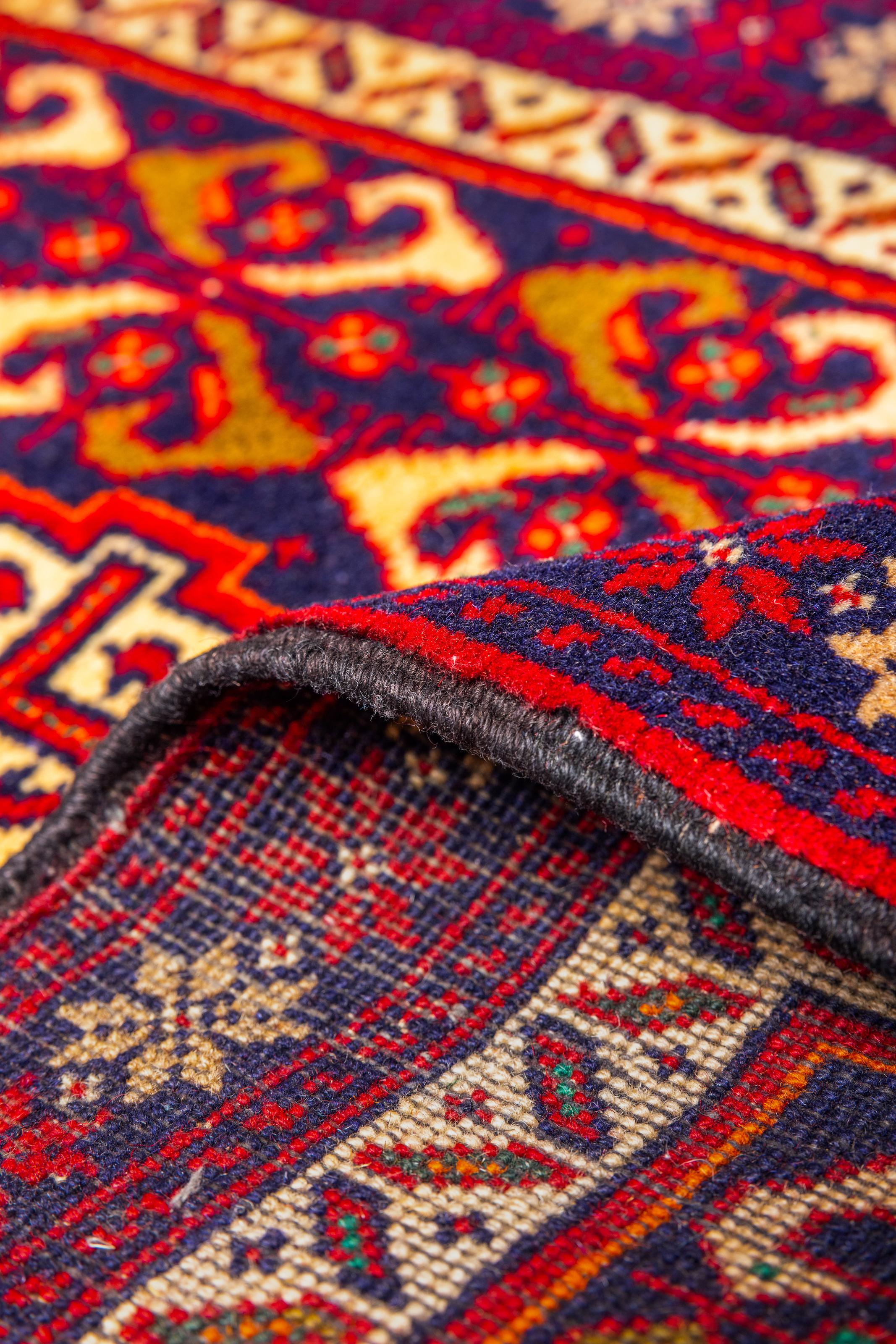 XXIe siècle et contemporain Authentique tapis de couloir persan rouge/ivoire 2' 3