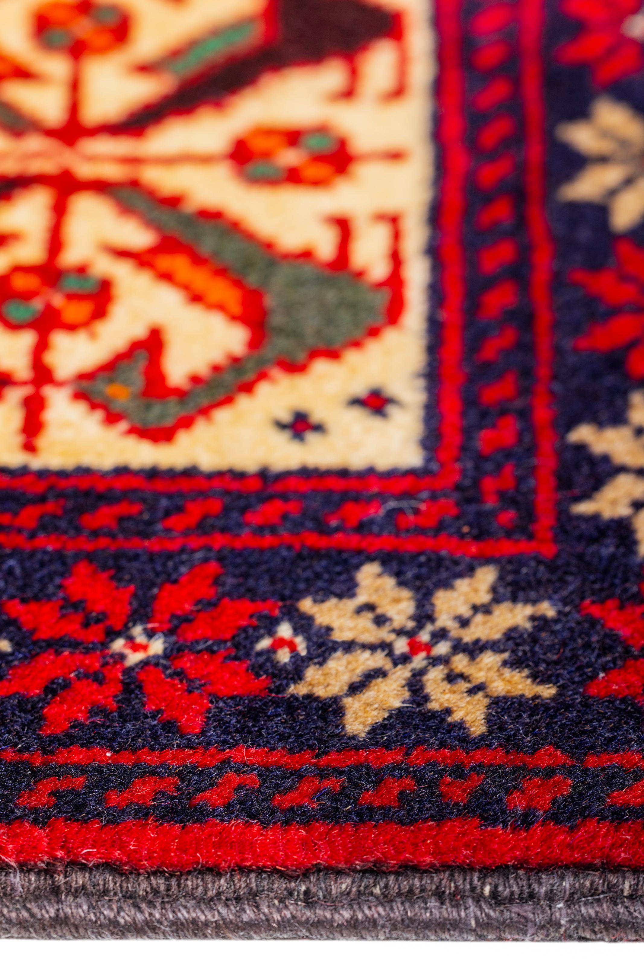 Laine Authentique tapis de couloir persan rouge/ivoire 2' 3