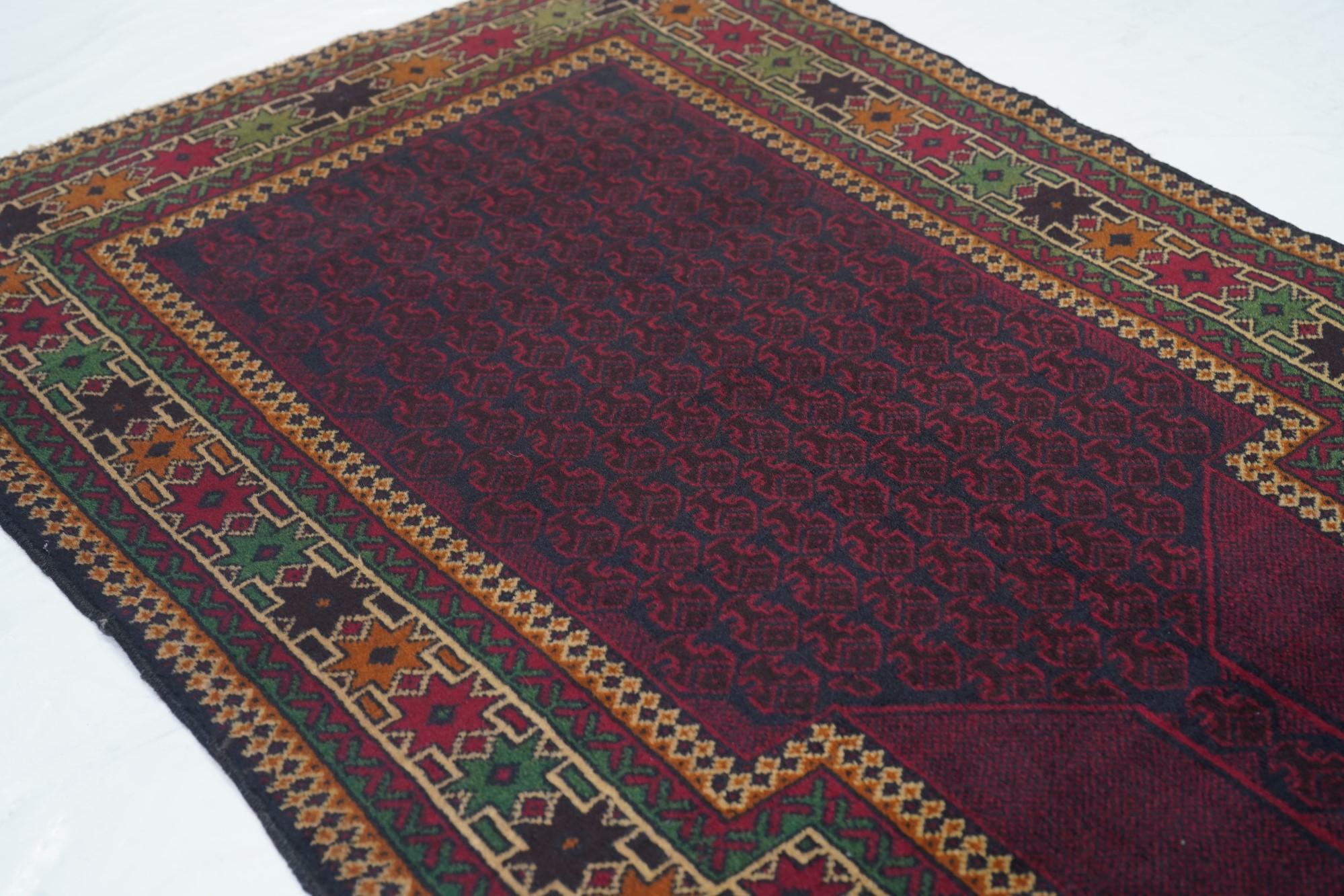 Wool Vintage Balouch Rug 2'9'' x 4'7'' For Sale