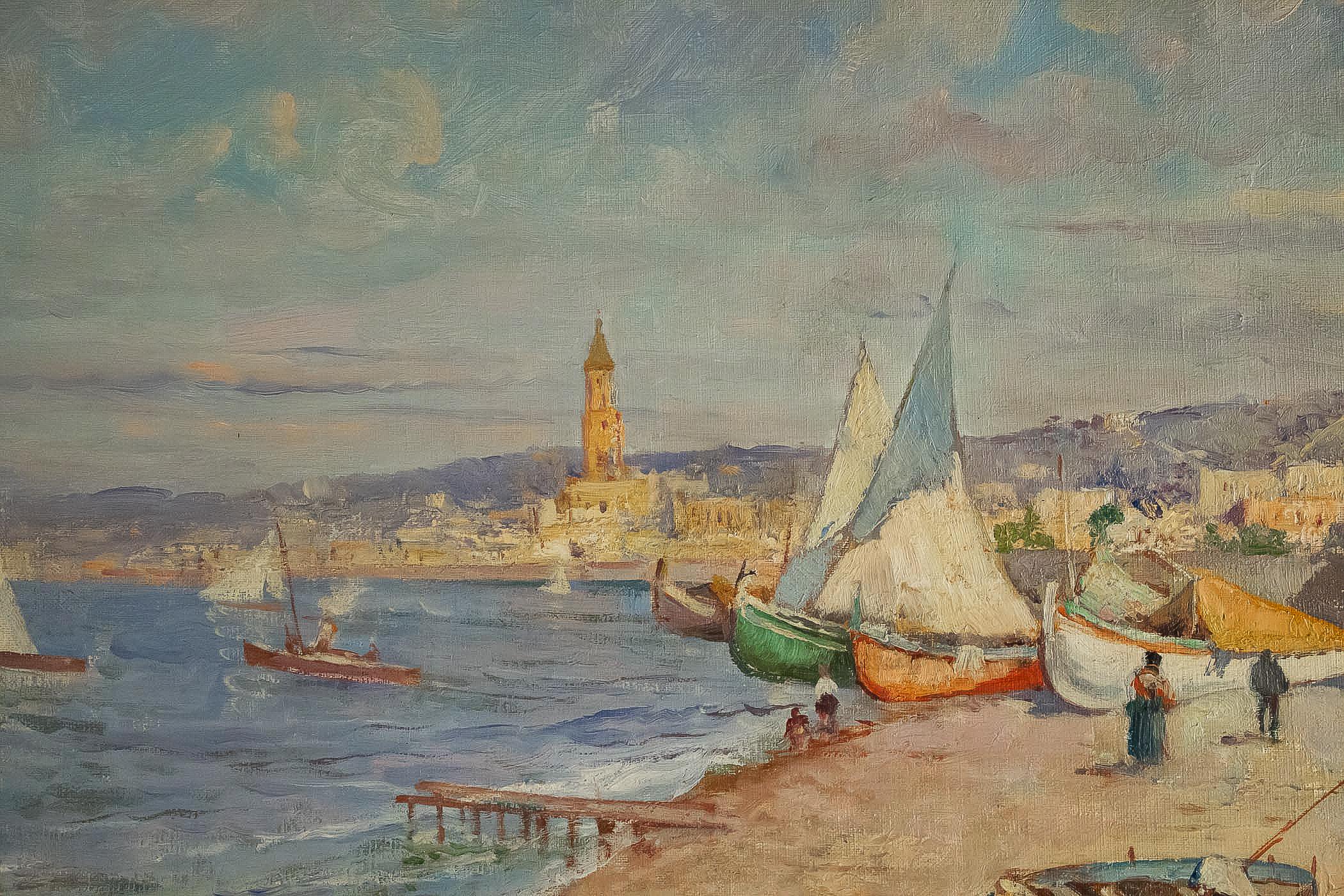 Balsamo Salvatore, Oil on Canvas Italian Marine Landscape, circa 1910 In Good Condition In Saint Ouen, FR