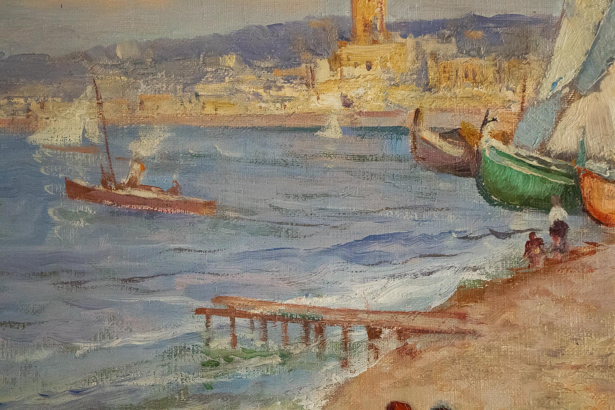 20th Century Balsamo Salvatore, Oil on Canvas Italian Marine Landscape, circa 1910