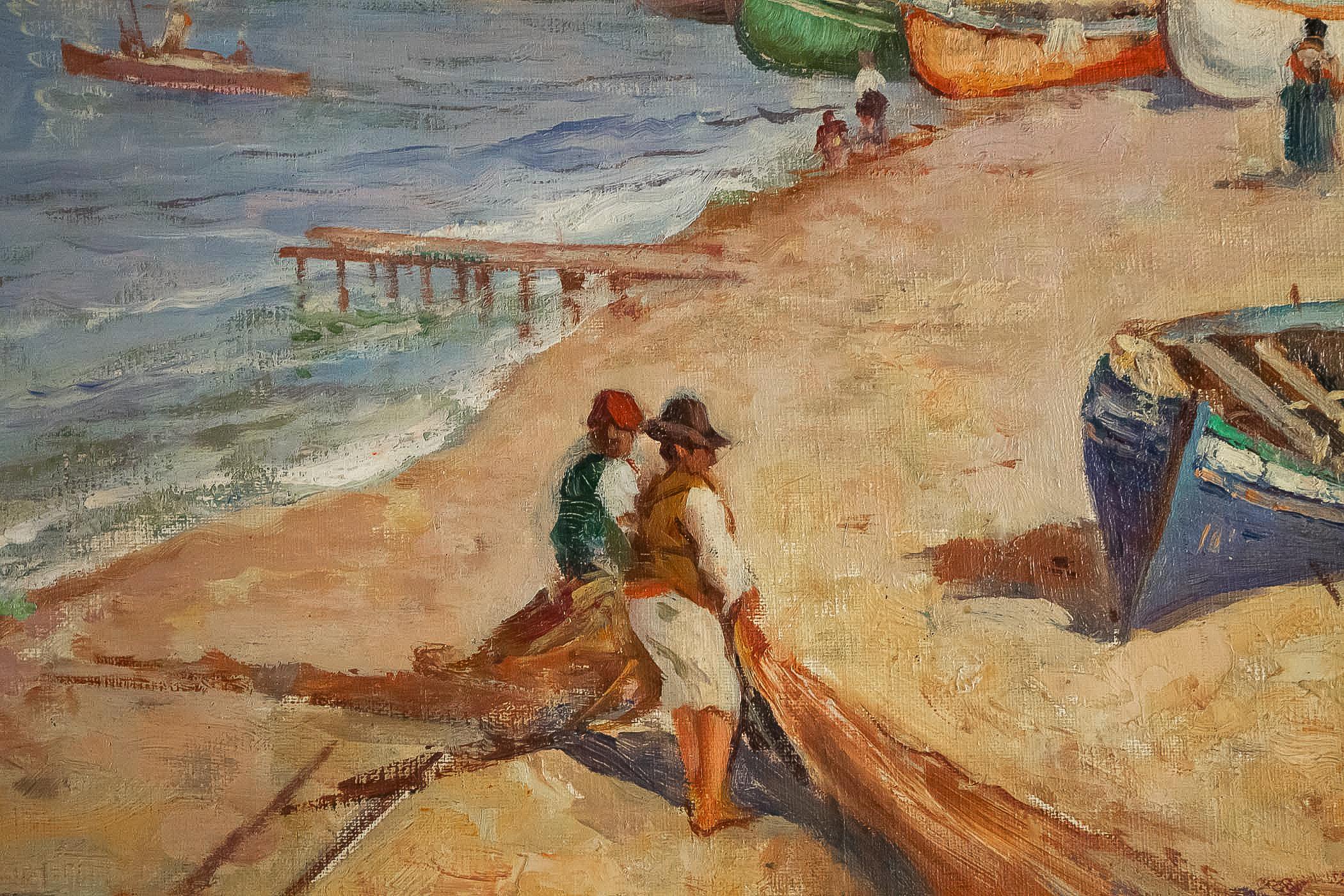 Balsamo Salvatore, Oil on Canvas Italian Marine Landscape, circa 1910 1