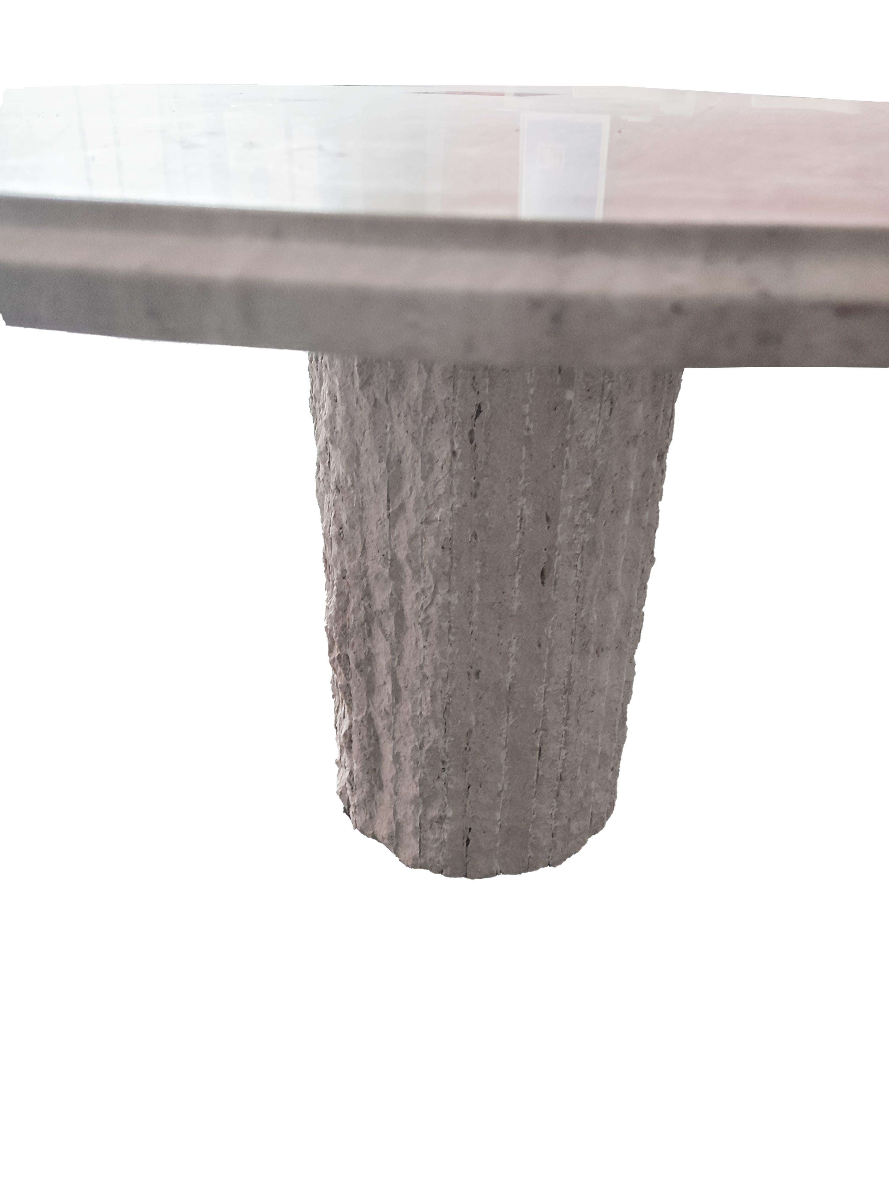 Mid-Century Modern Balta Travertine Marble Midcentury 1980s Dining Table Unique Artisan Masterpiece For Sale