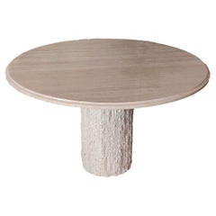 Table de salle à manger Balta en marbre travertin du milieu des années 1980, chef-d'œuvre artisanal unique