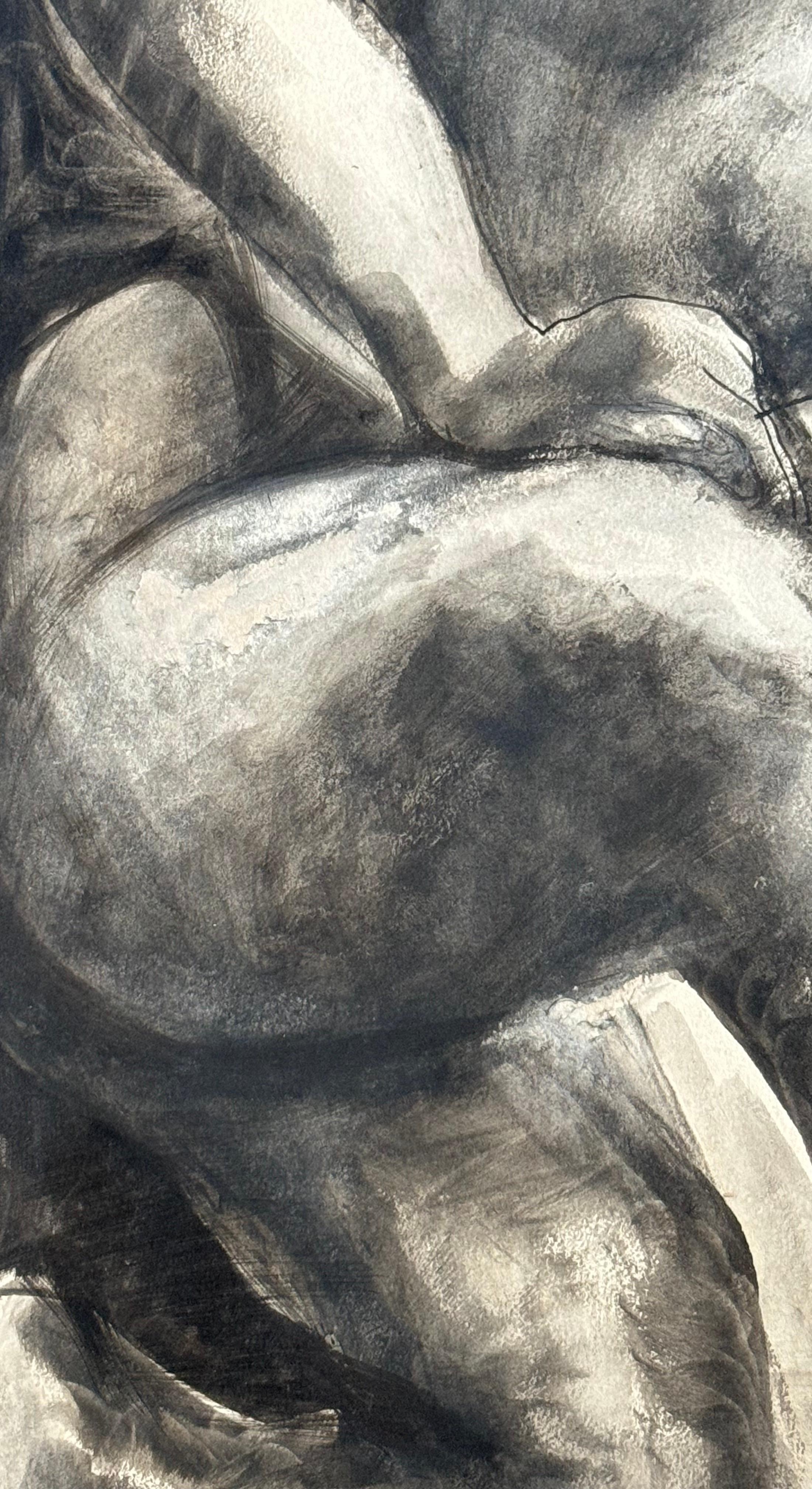 Baltasar Lobo 1946 Nudo femminile seduto Figura astratta Guazzo e inchiostro su carta in vendita 4