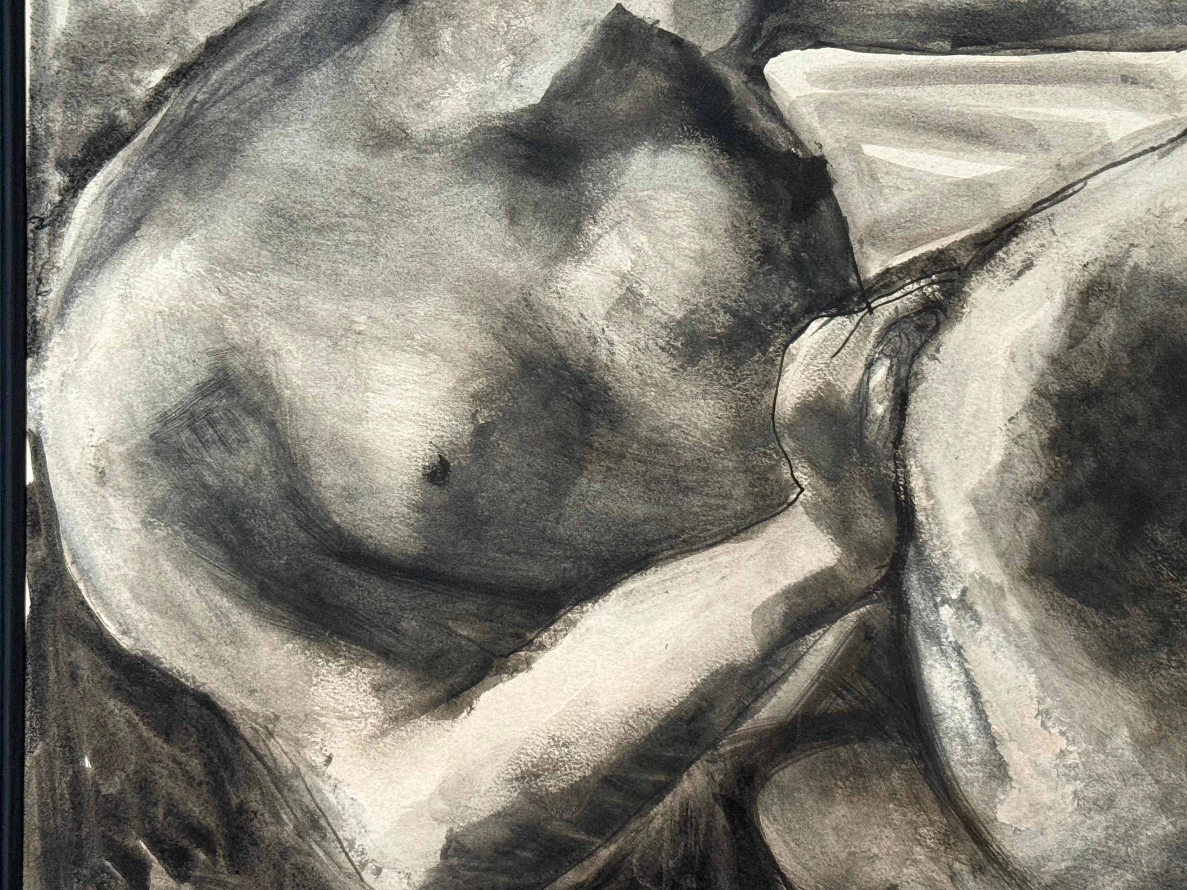 Baltasar Lobo 1946 Nudo femminile seduto Figura astratta Guazzo e inchiostro su carta in vendita 6