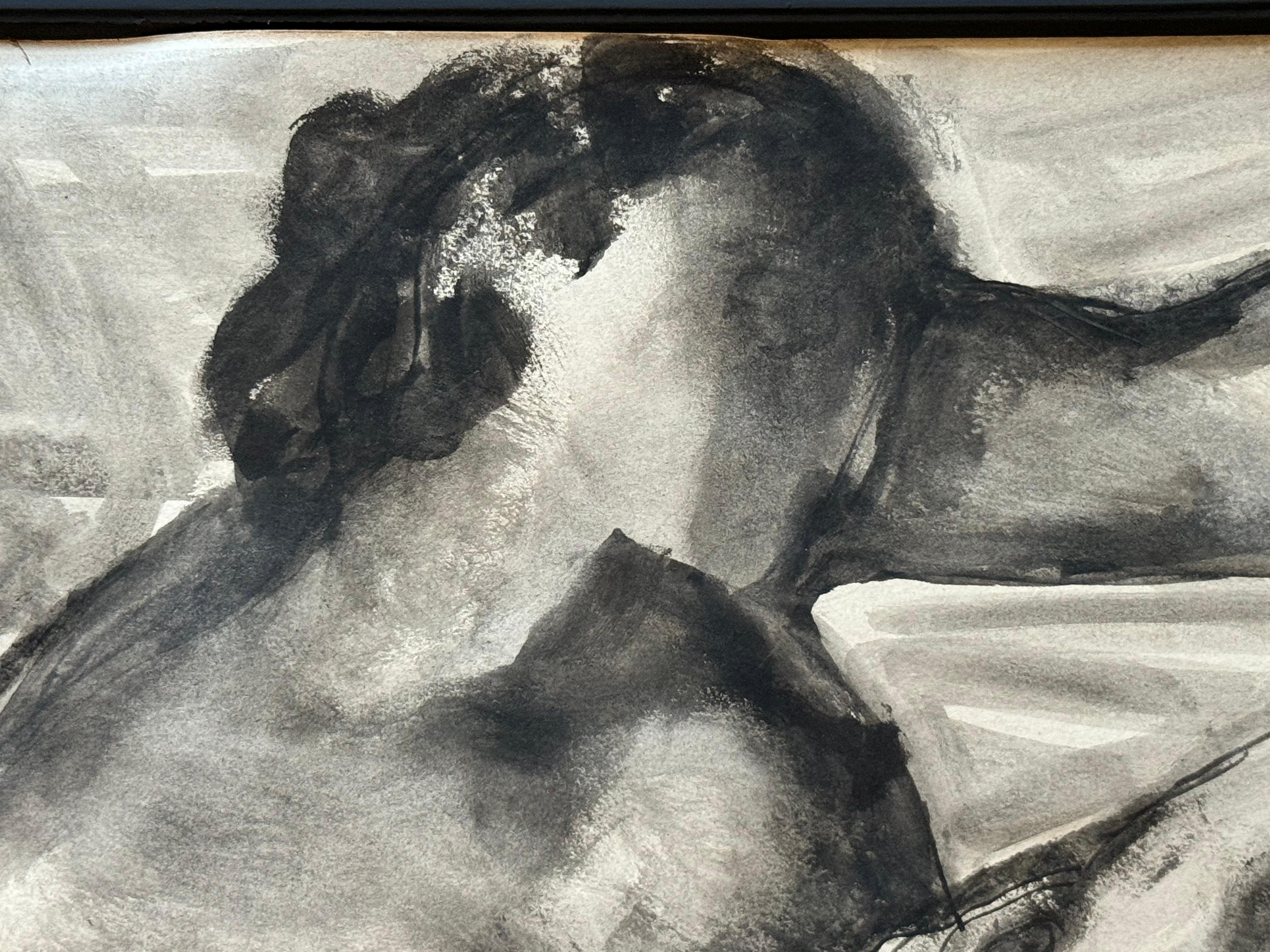Baltasar Lobo 1946 Nudo femminile seduto Figura astratta Guazzo e inchiostro su carta in vendita 7