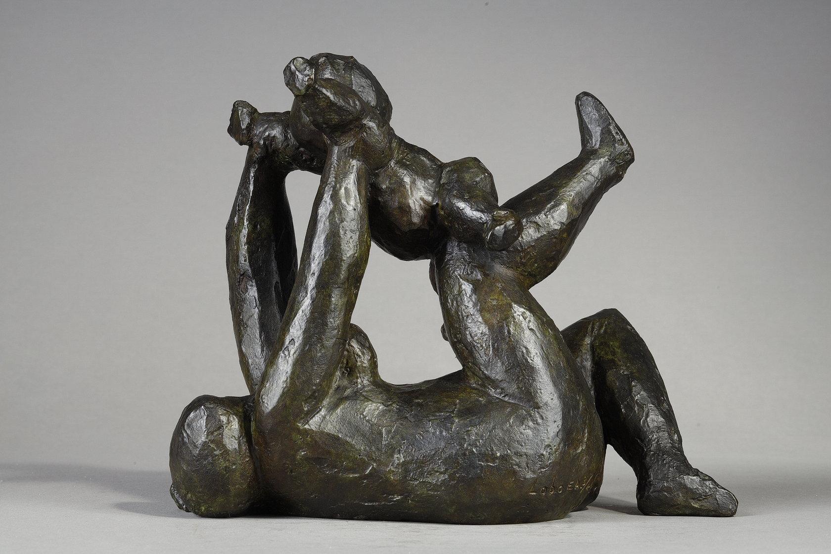 Motherhood - Gold Figurative Sculpture by Baltasar Lobo