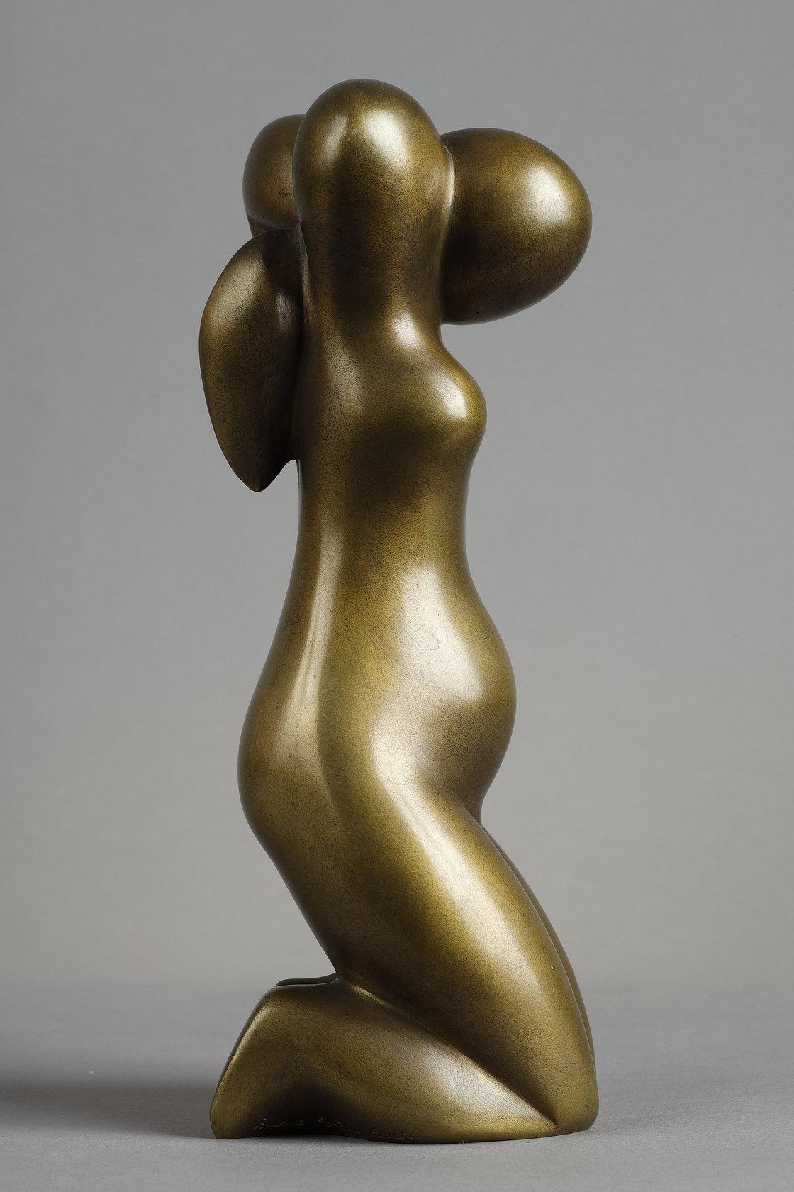 Nude kneeling - French School Sculpture by Baltasar Lobo