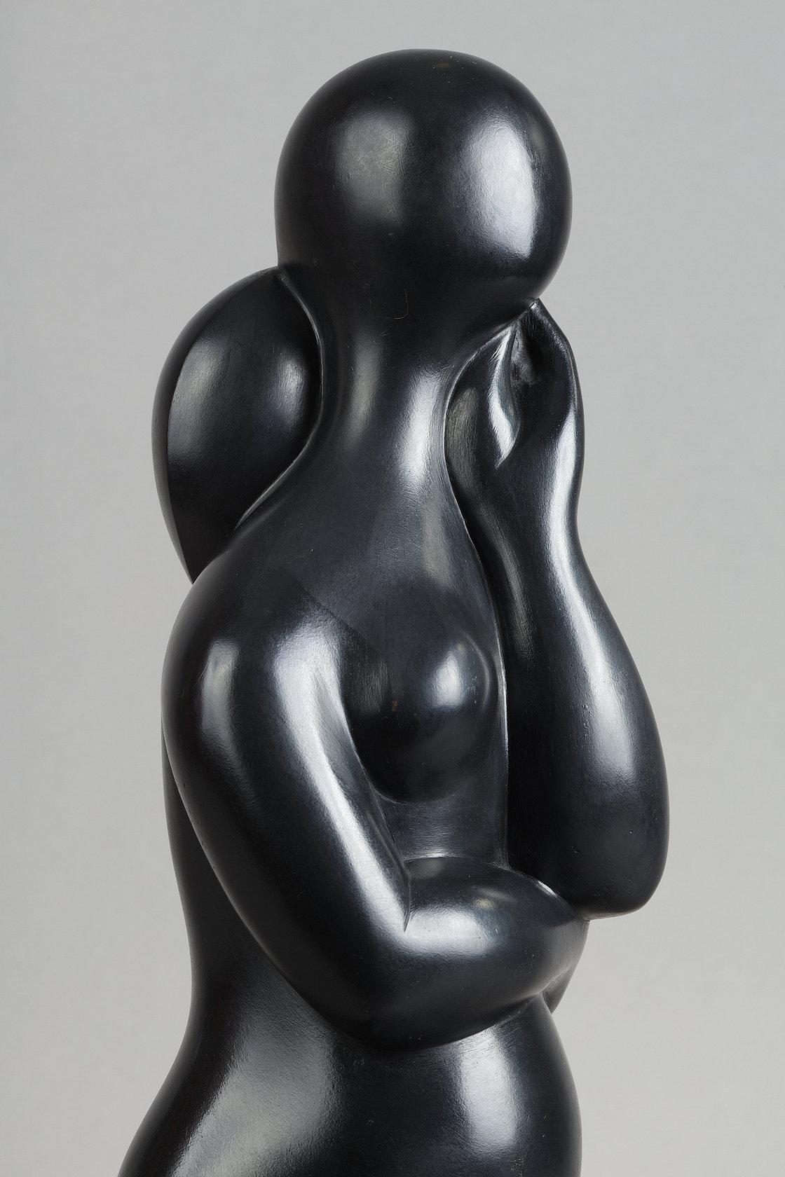 Pensive à genoux - Nude Sculpture Oro de Baltasar Lobo