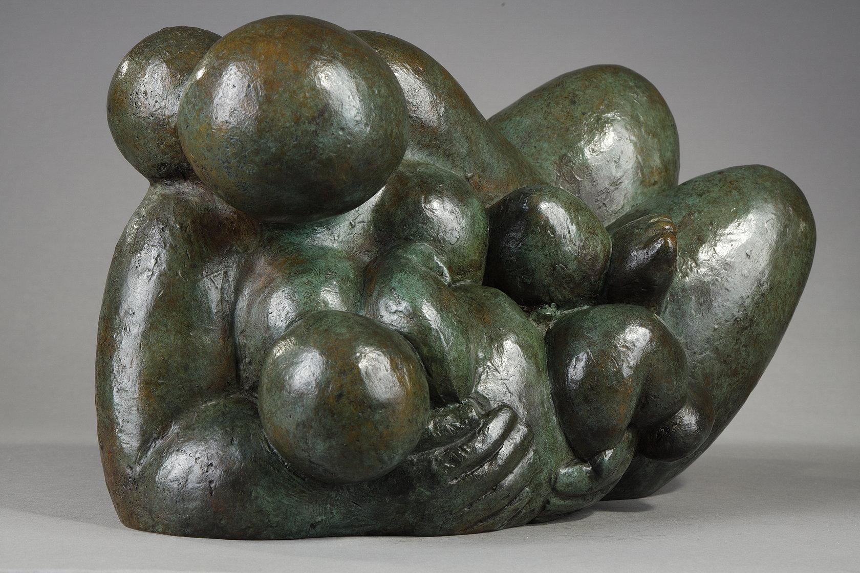 The Cradle - Gold Nude Sculpture by Baltasar Lobo