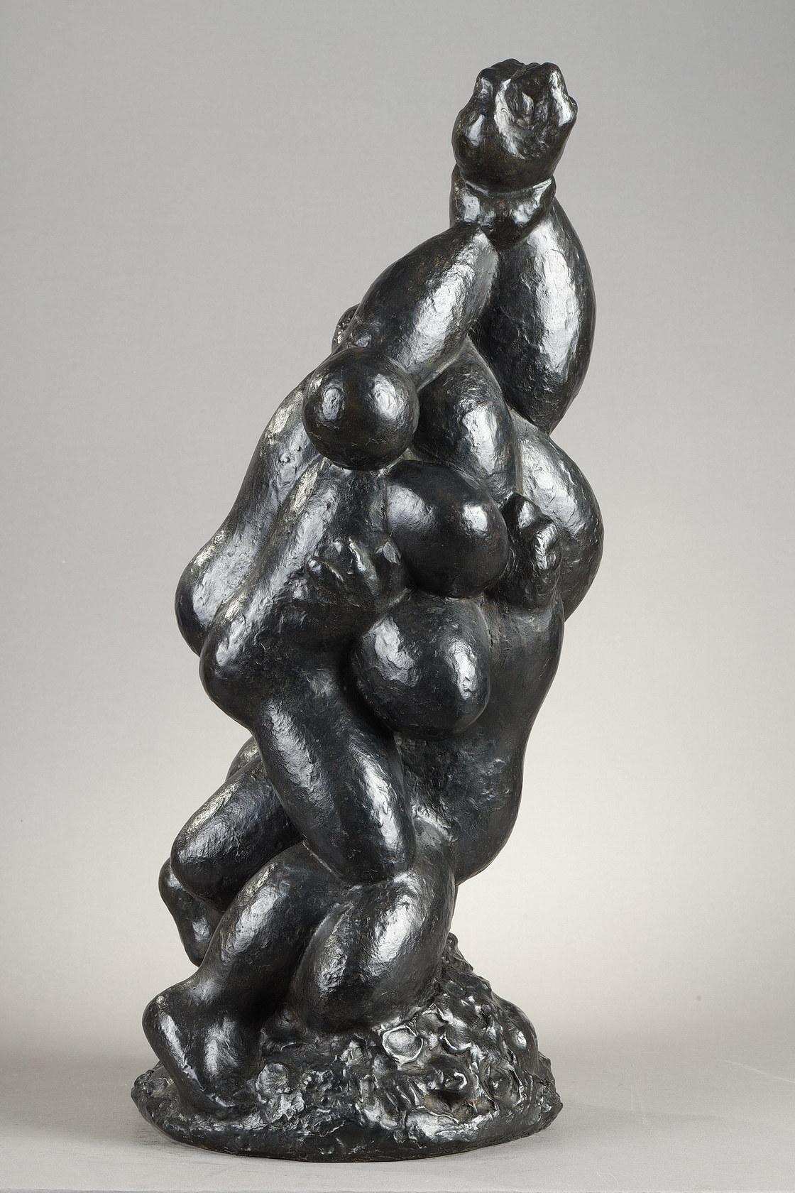 Theseus and the Minotaur - Gold Figurative Sculpture by Baltasar Lobo