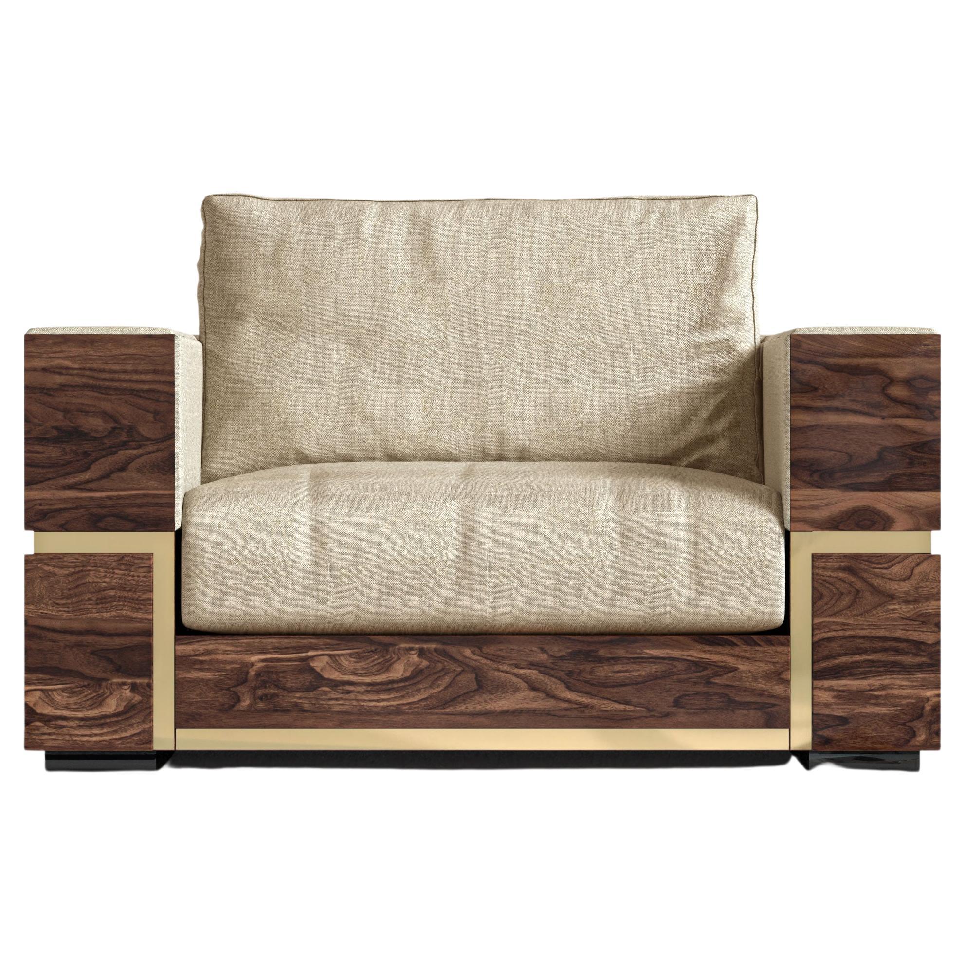 Balteus Sofa
Exuding stylish form and comfort, Balteus is a wide-width piece inspired by modern design. The gorgeous polished bronze is a beautiful contrast to the customizable soft fabric upholstery. The cushions easily seat three people in optimal