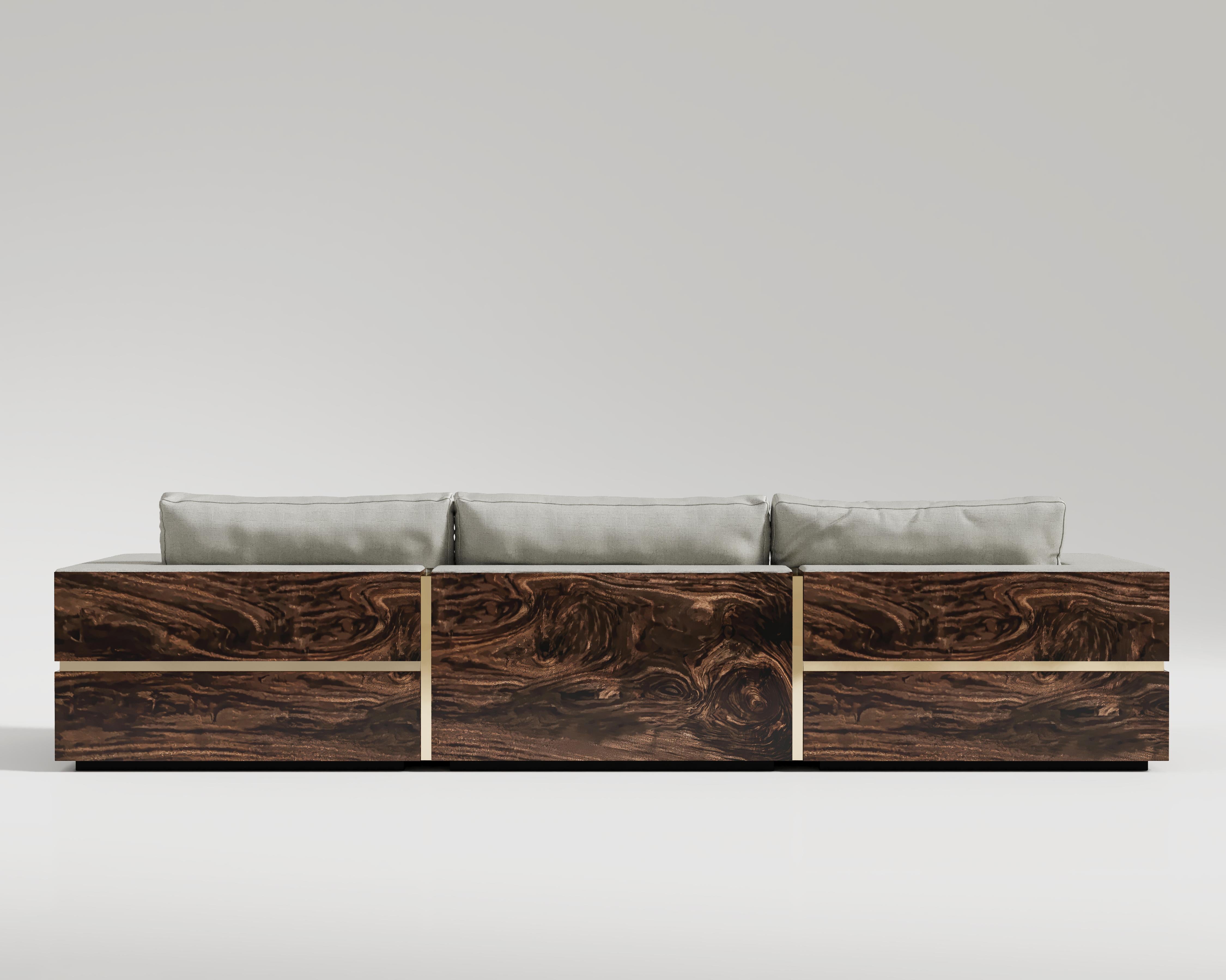 Balteus-Sofa aus polierter Bronze und Stoffpolsterung von Palena Furniture im Zustand „Neu“ im Angebot in Istanbul, TR