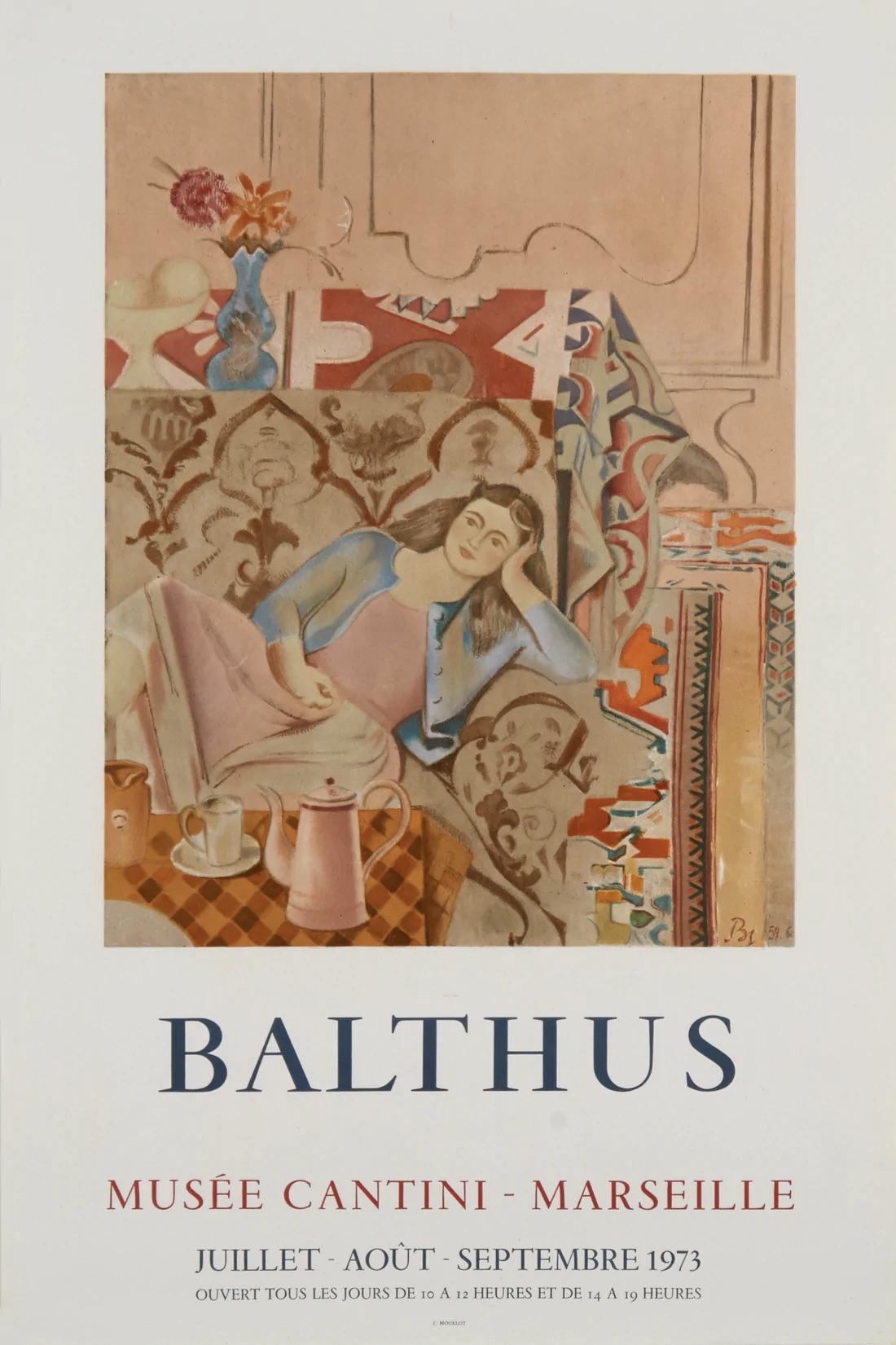 Artist: Balthasar Balthus

Medium: Color Lithographic Poster, 1973

Dimensions: 30.5 x 20.3 in, 77.5 x 51.6 cm

Classic Poster Paper - Condition A+

This lithographic poster was print at the Atelier Mourlot in Paris in 1973 to promote an exhibition