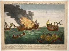 Antique The Quebec and the Surveillante [an animated naval battle scene]