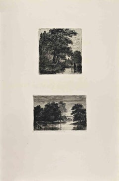 Environs - Acquaforte di Balthasar Jean Baron  - 1860s
