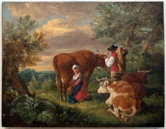 Bucolic Landscape - Original Oil on Panel Attributed by B. Ommeganck - Late 1700