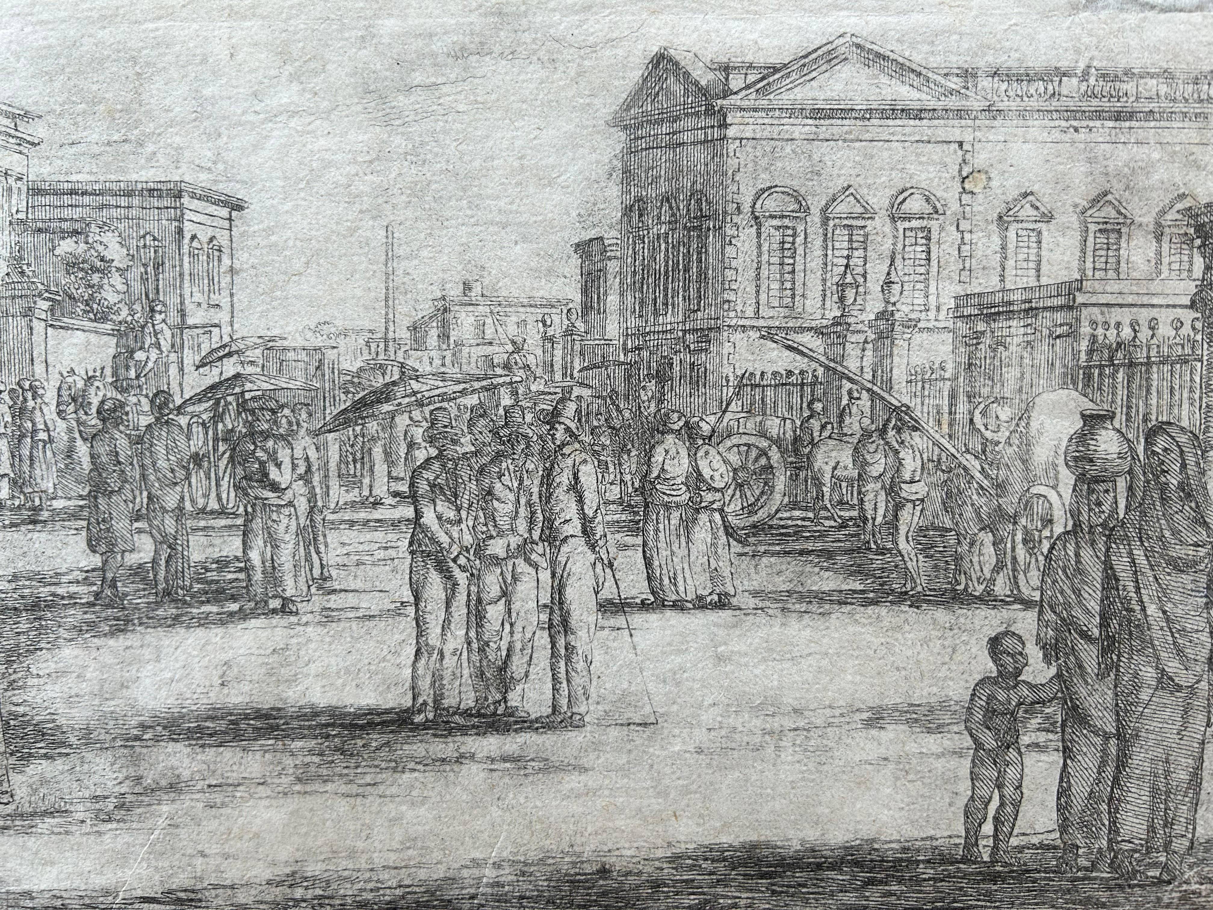 India Balthazar Solvyns Edificios europeos Calcuta Siglo XVIII, rara 1ª prueba en venta 3